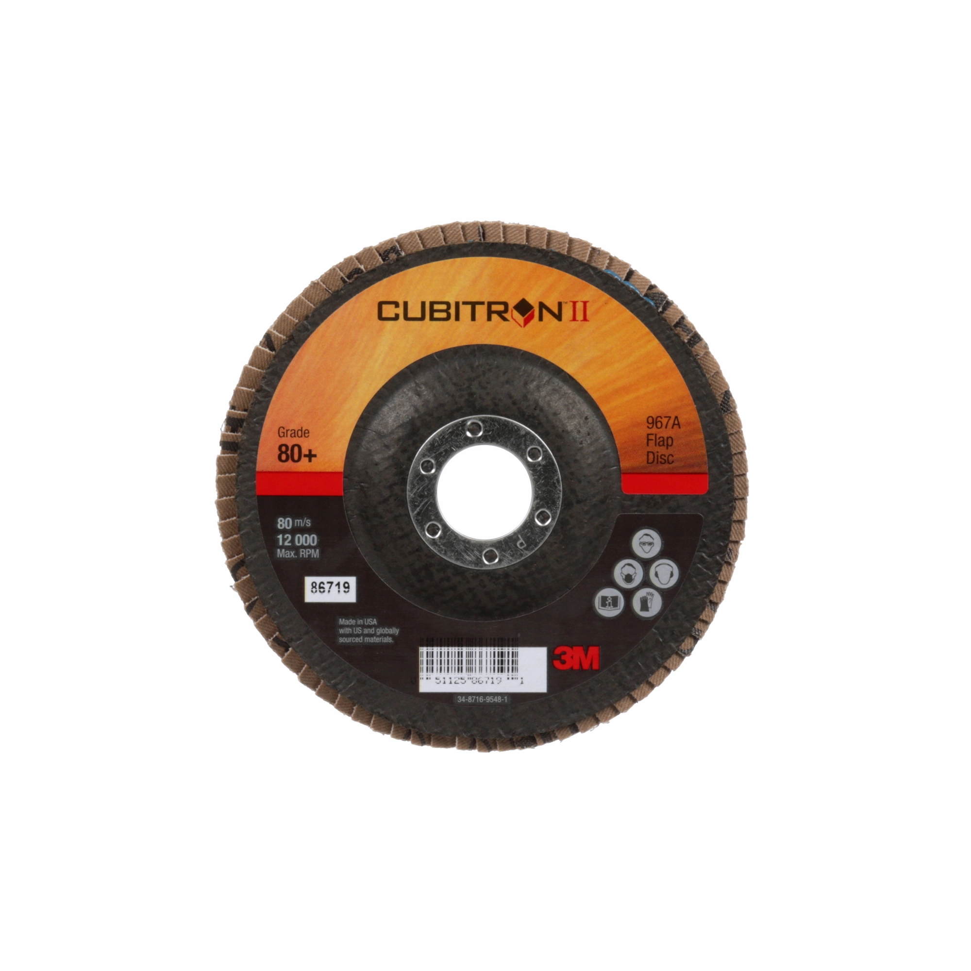 3M Cubitron II Flap Disc 967A, 80 , T27, 5 in x 7/8 in