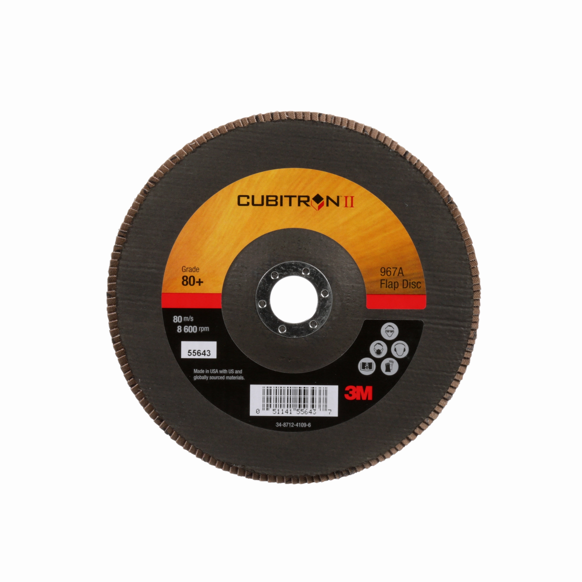 3M Cubitron II Flap Disc 967A, 80 , T27, 7 in x 7/8 in, Giant