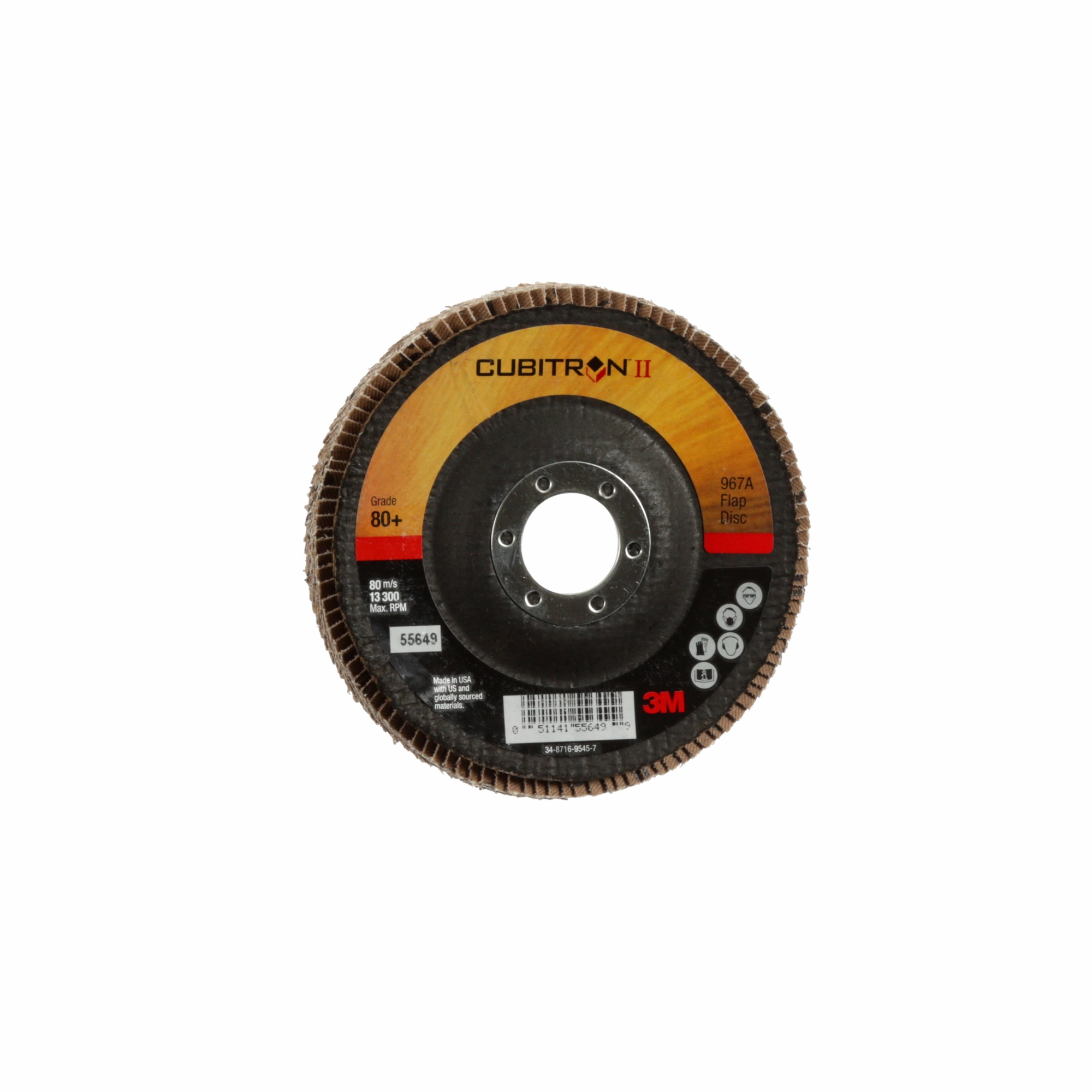 3M Cubitron II Flap Disc 967A, 80 , T29, 4-1/2 in x 7/8 in, Giant