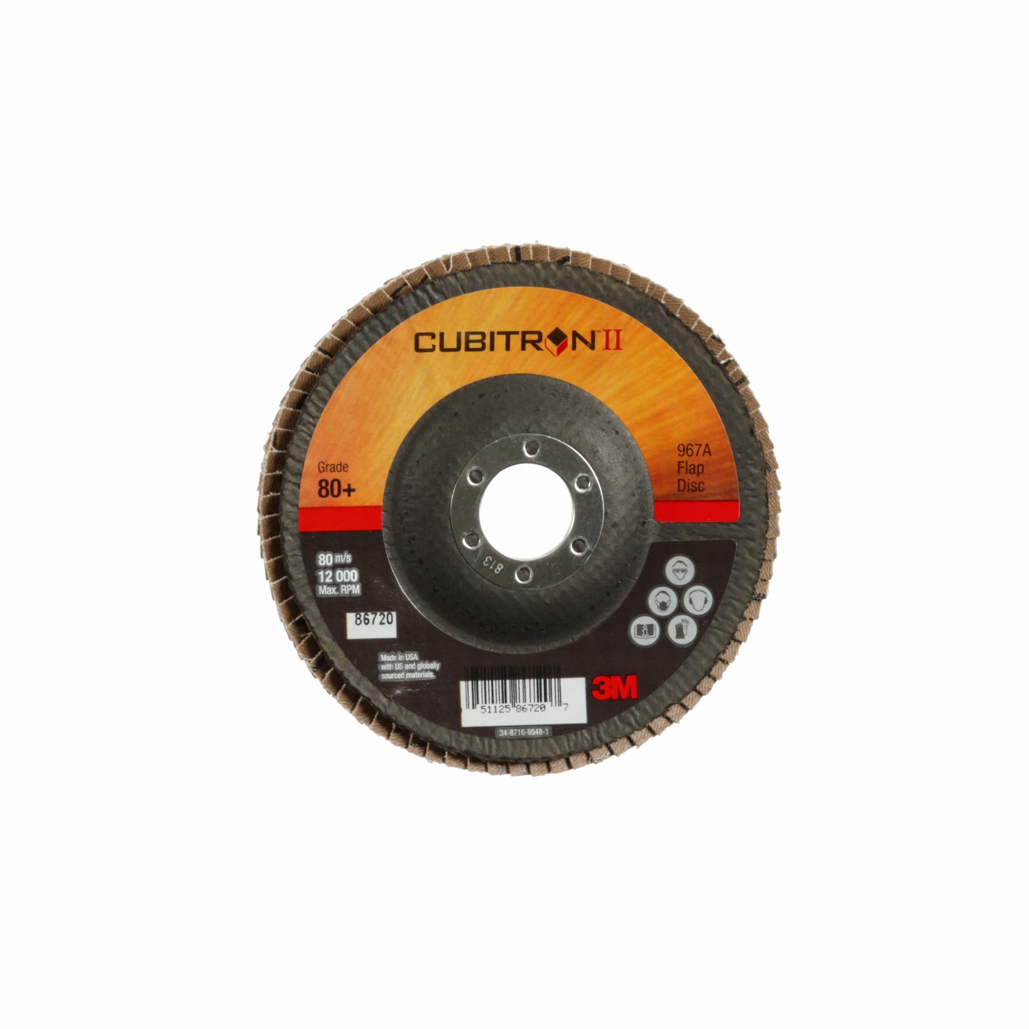 3M Cubitron II Flap Disc 967A, 80 , T29, 5 in x 7/8 in