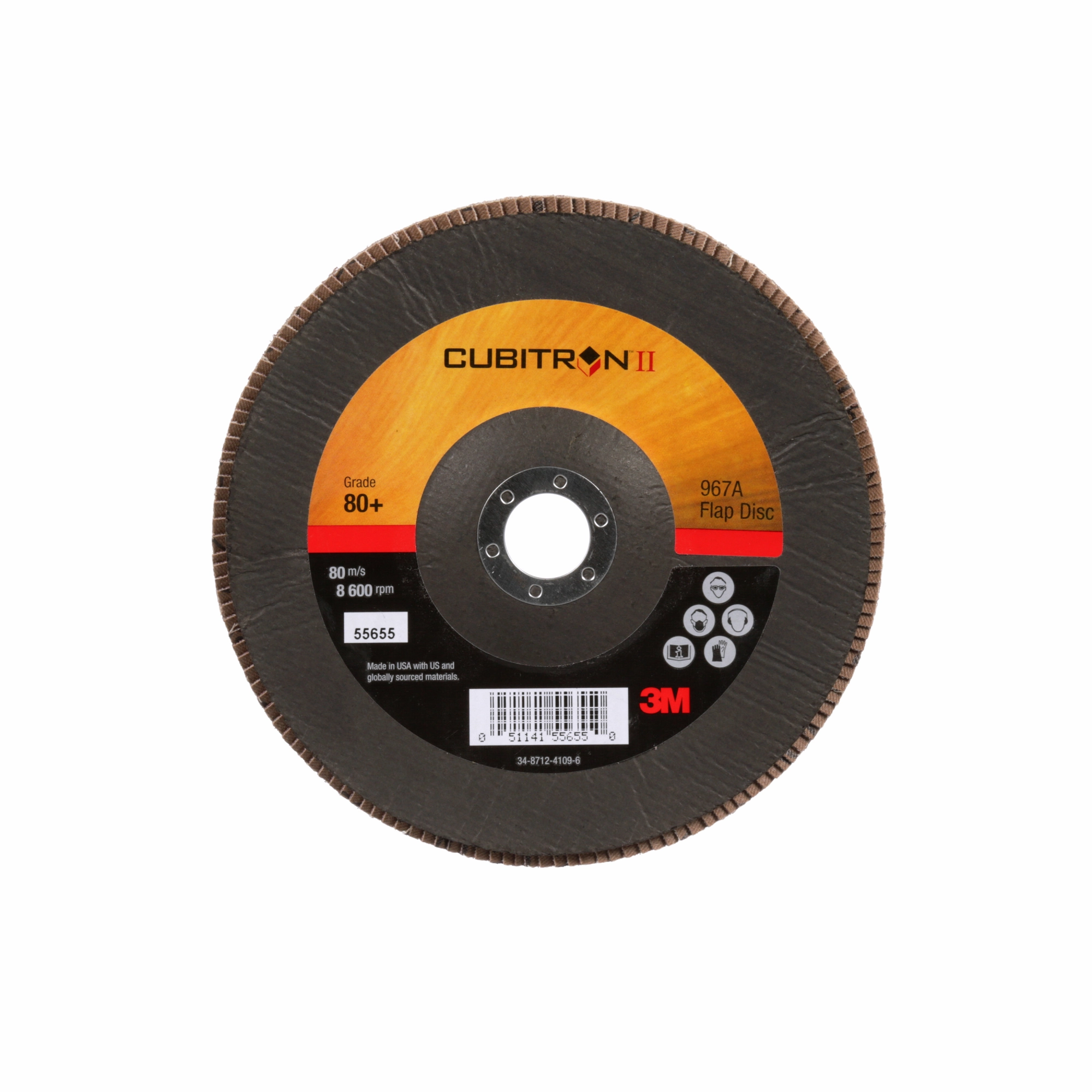 3M Cubitron II Flap Disc 967A, 80 , T29, 7 in x 7/8 in, Giant