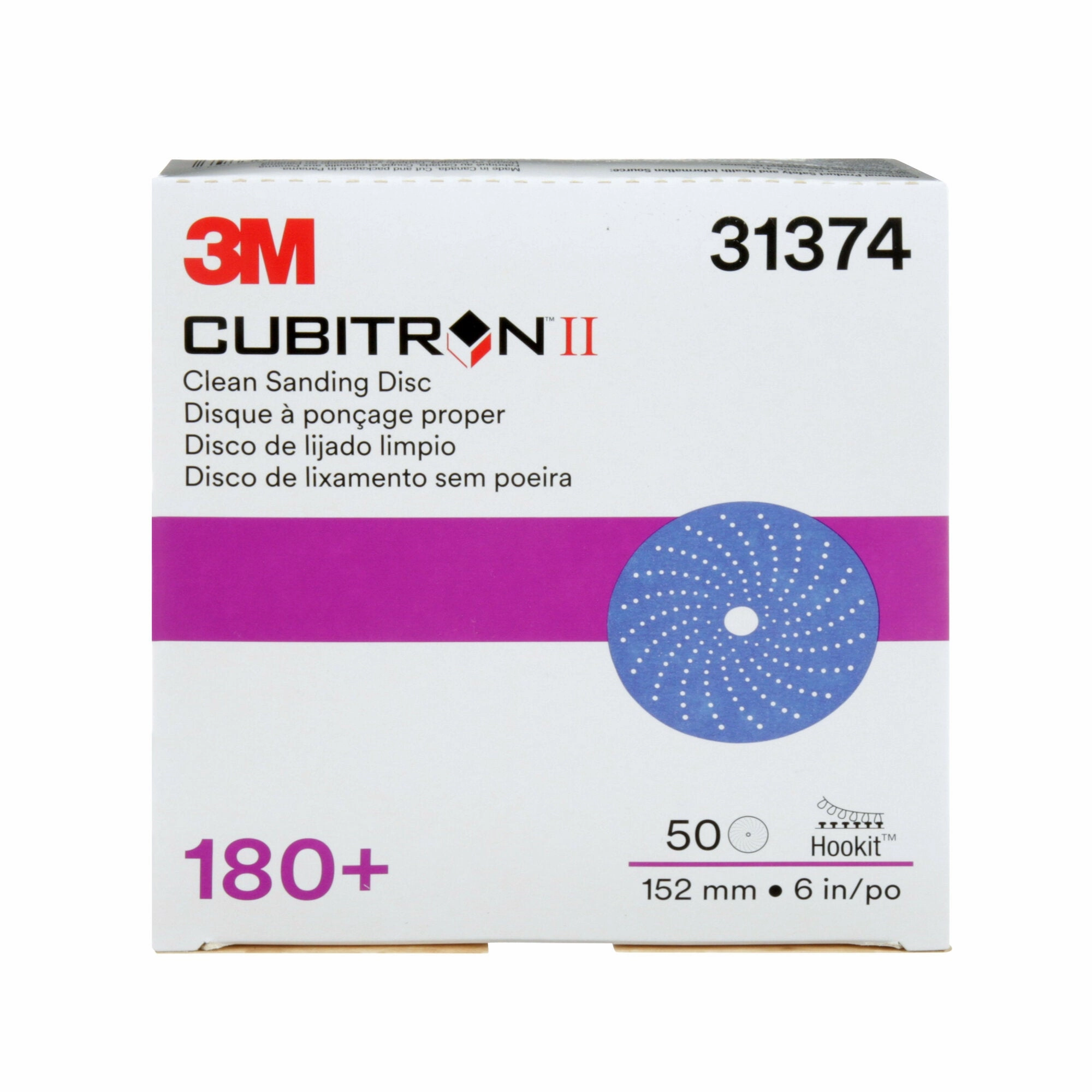 3M Cubitron II Hookit Clean Sanding Abrasive Disc, 31374, 6 in, 180 grade