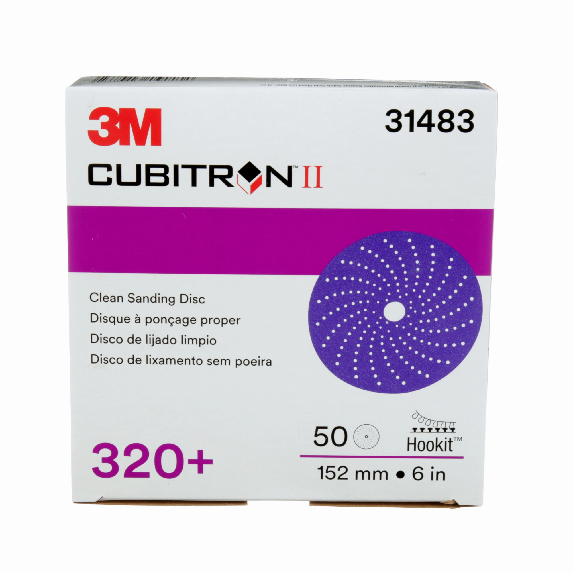 3M Cubitron II Hookit Clean Sanding Abrasive Disc, 31483, 6 in, 320 grade
