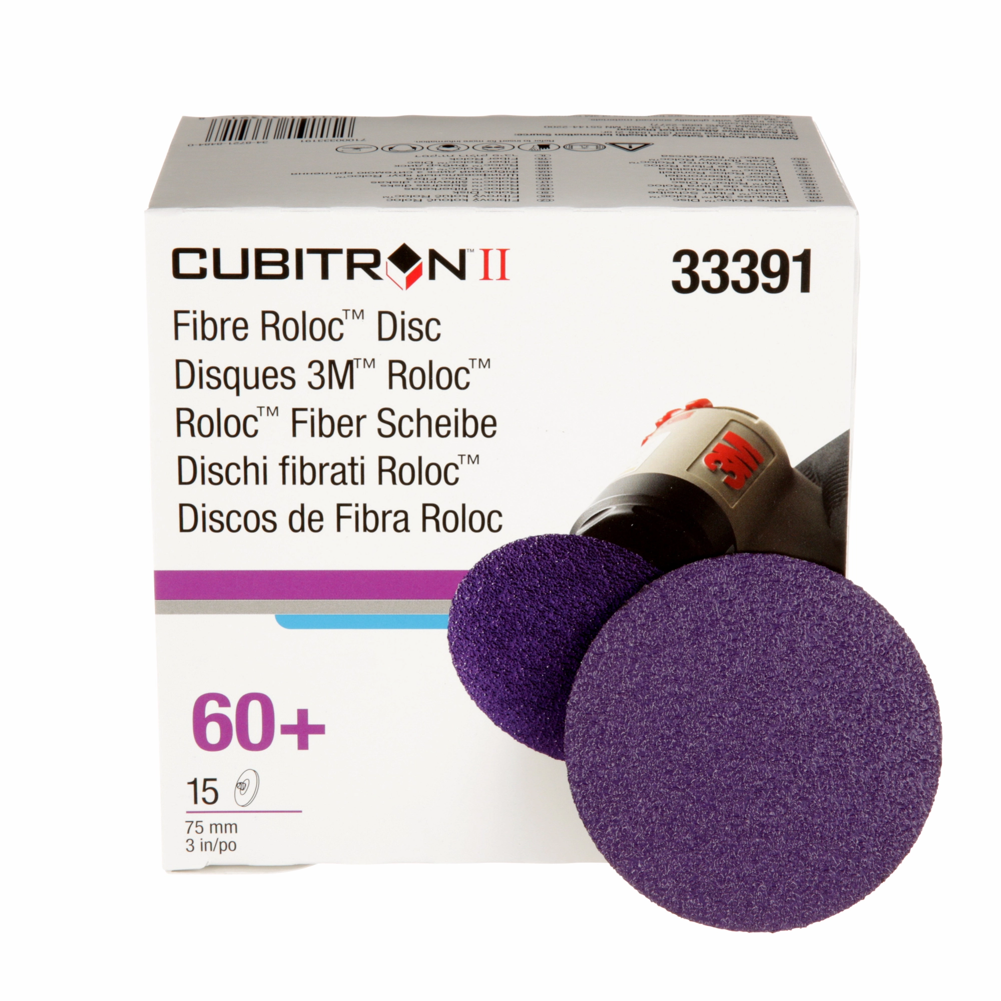 3M Cubitron II Roloc Fibre Disc 786C, 33391, 3 in (75 mm), 60 