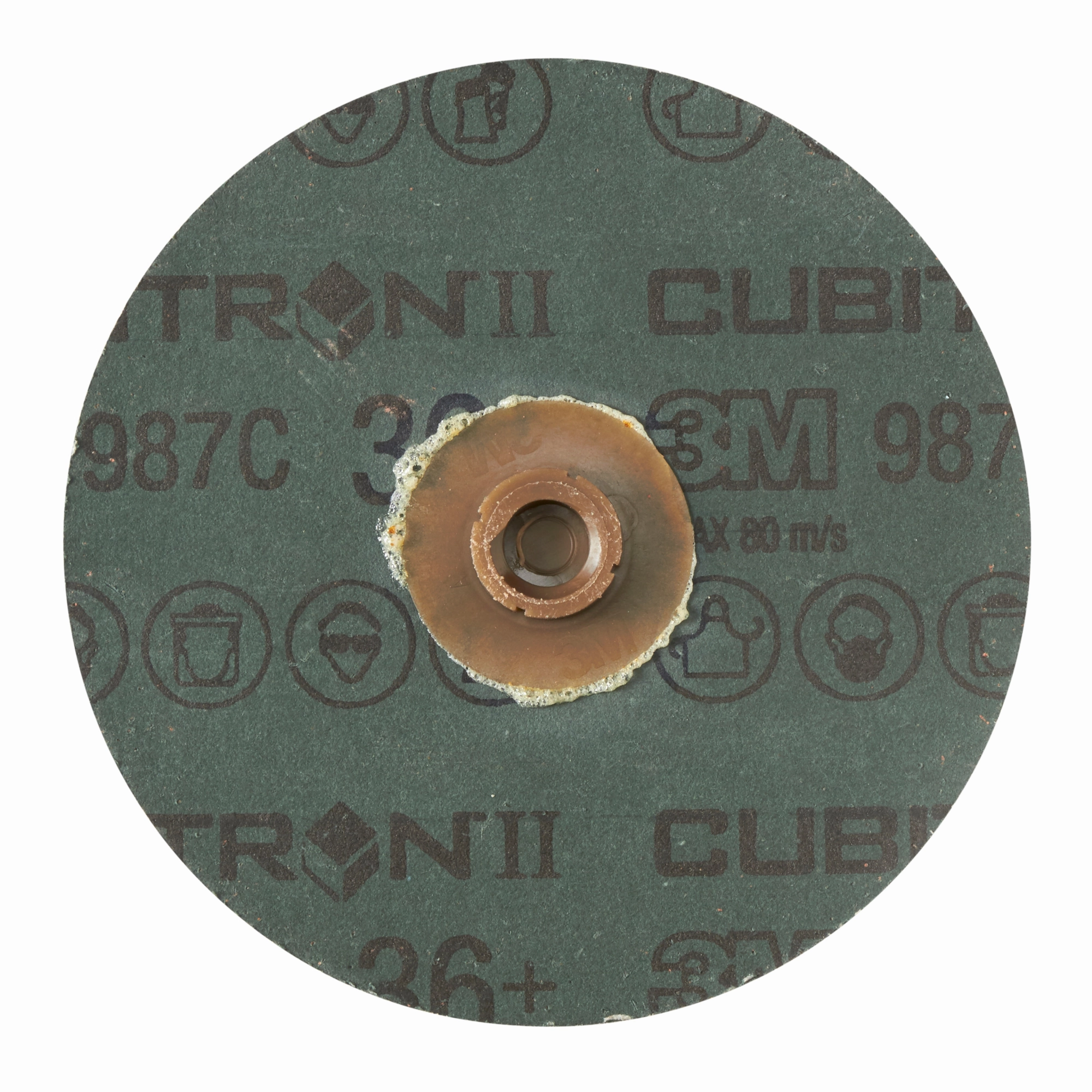 3M Cubitron II Roloc Fibre Disc 987C, 36 , TS, 4 in, Die RS400BB,25/Carton