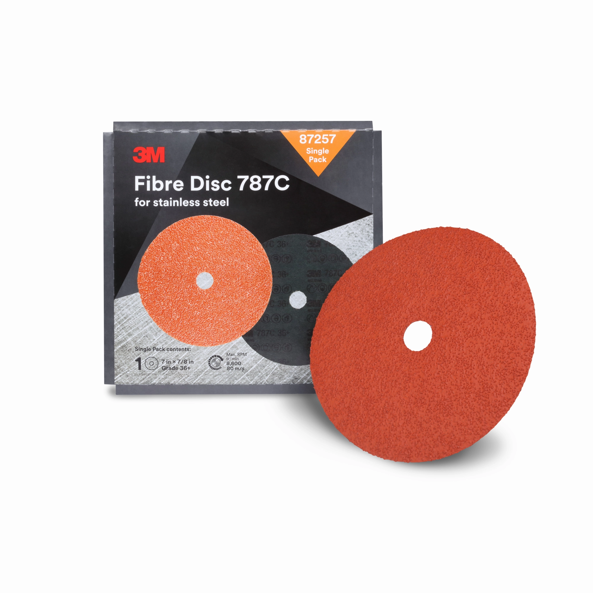 3M Fibre Disc 787C, 87257, 7 in x 7/8 in, 36 , Trial Pack