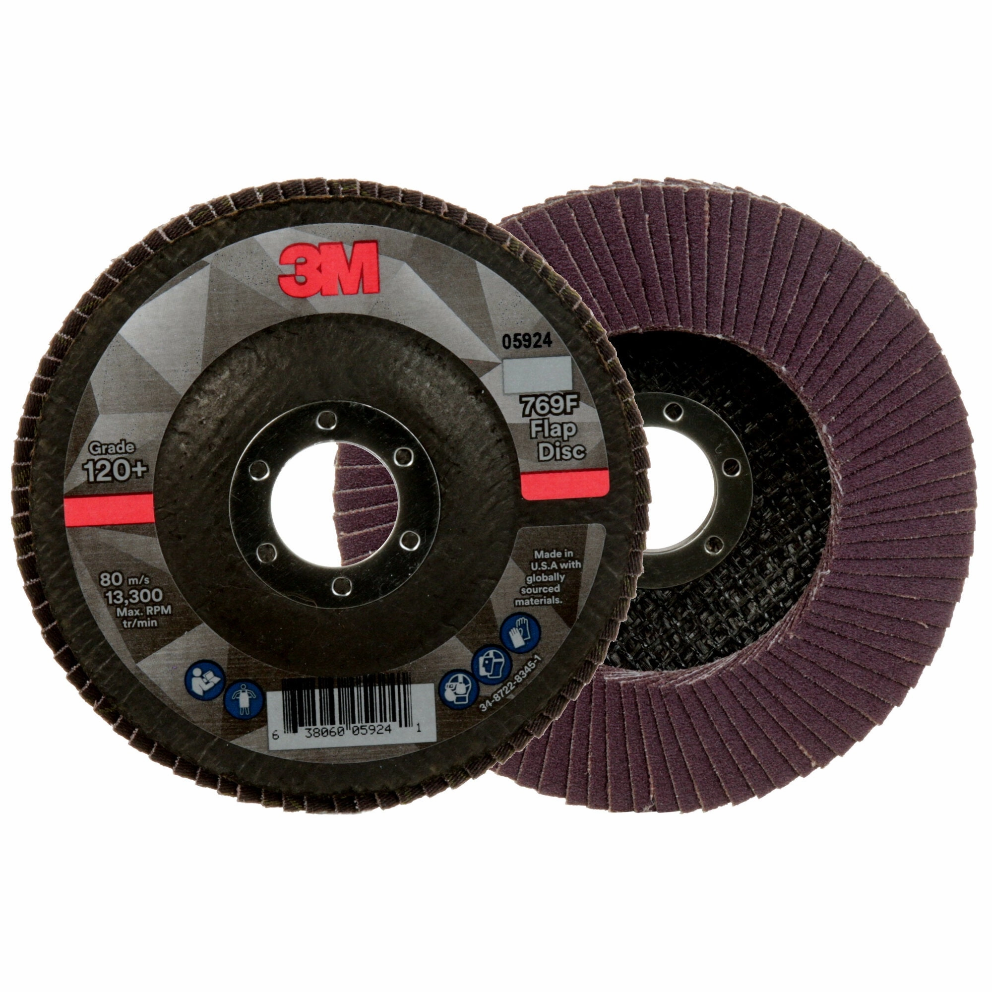 3M Flap Disc 769F, 120 , T27, 4-1/2 in x 7/8 in