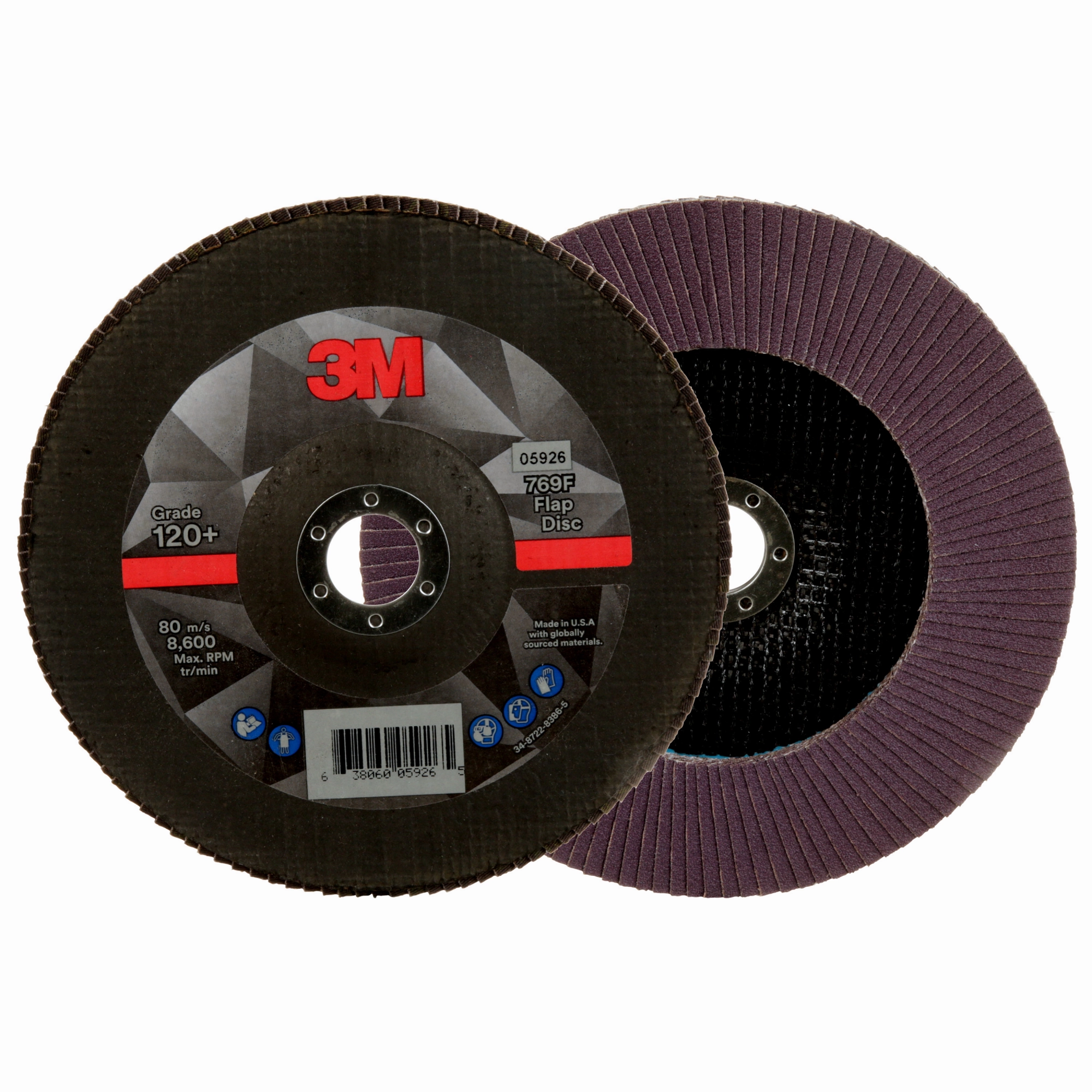 3M Flap Disc 769F, 120 , T27, 7 in x 7/8 in