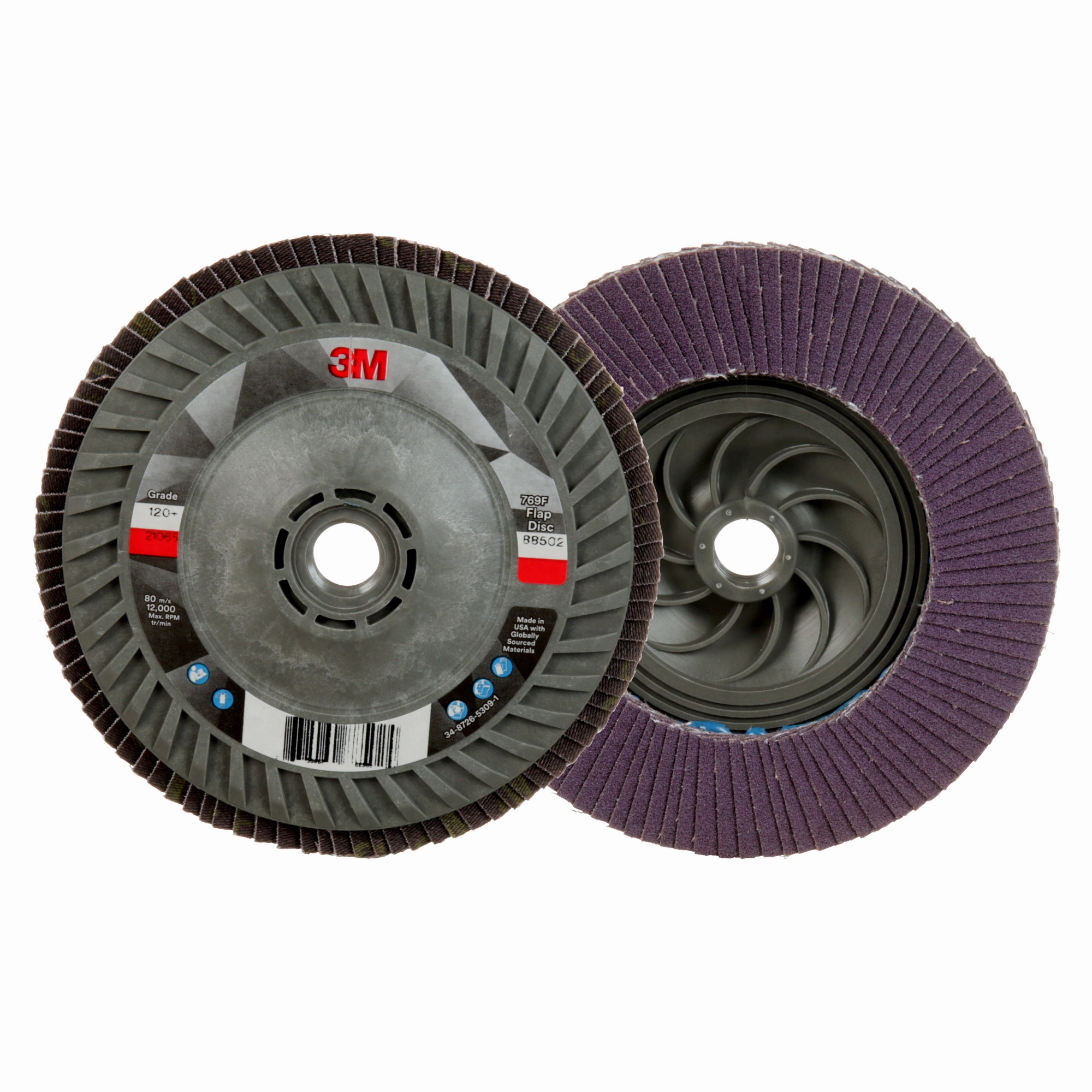 3M Flap Disc 769F, 120 , T27 Quick Change, 5 in x 5/8 in-11