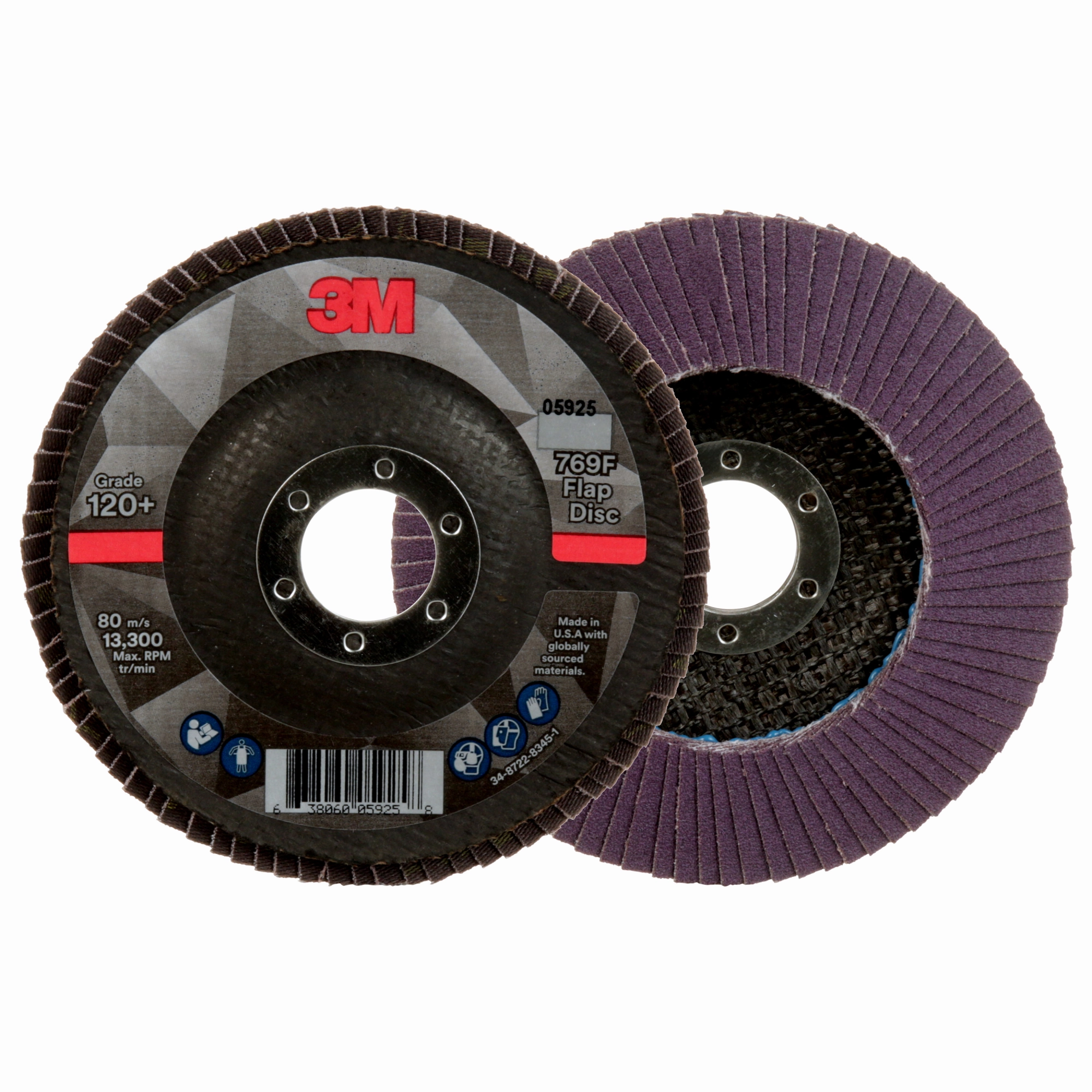 3M Flap Disc 769F, 120 , T29, 4-1/2 in x 7/8 in