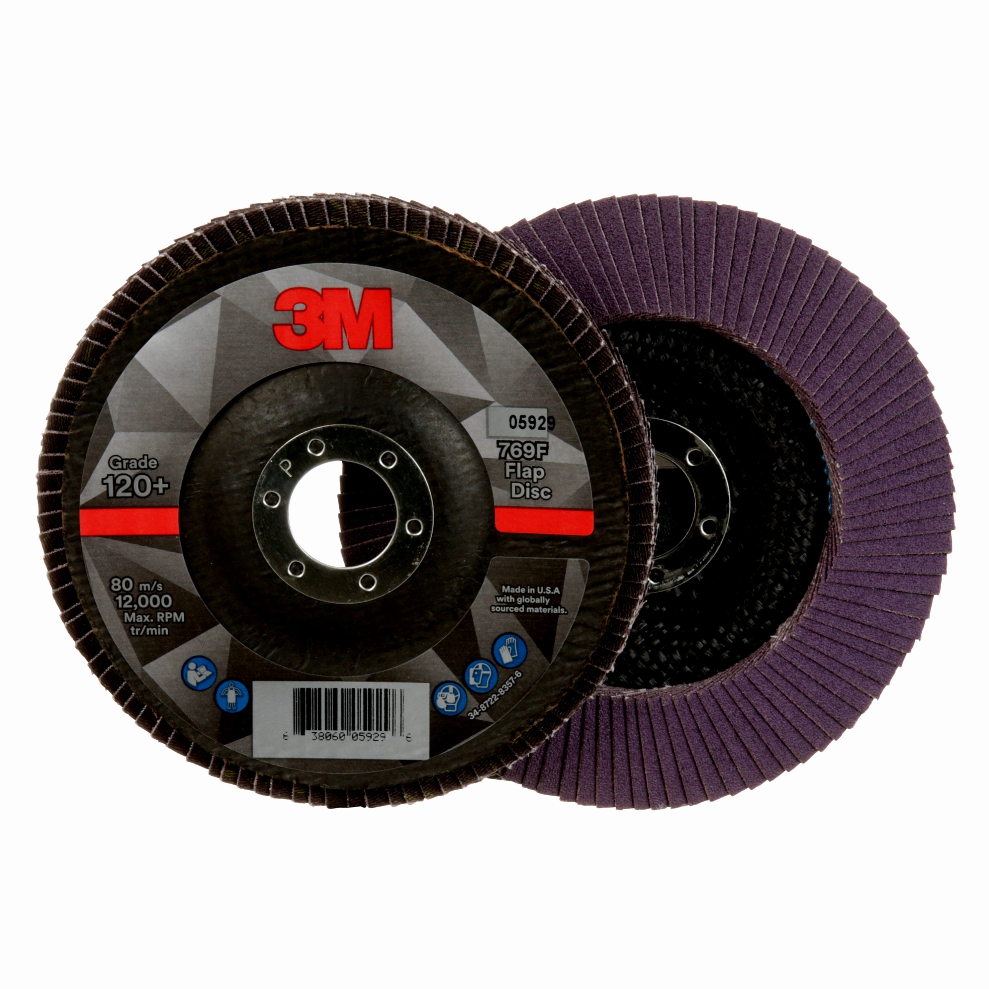 3M Flap Disc 769F, 120 , T29, 5 in x 7/8 in