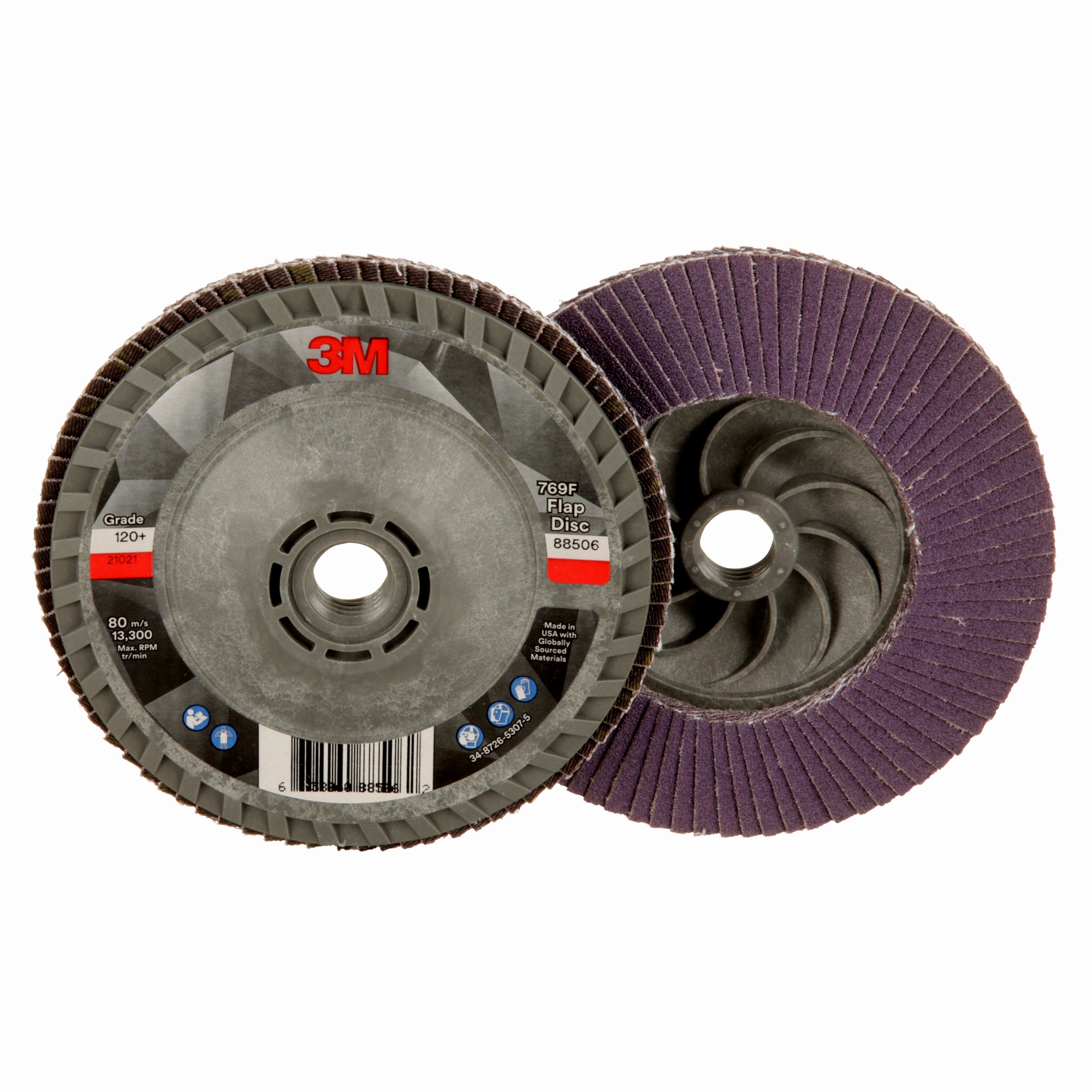 3M Flap Disc 769F, 120 , T29 Quick Change, 4-1/2 in x 5/8 in-11