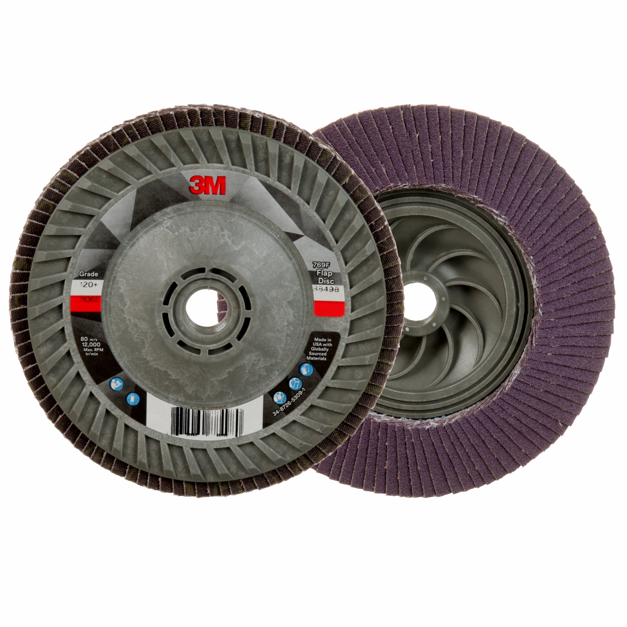 3M Flap Disc 769F, 120 , T29 Quick Change, 5 in x 5/8 in-11