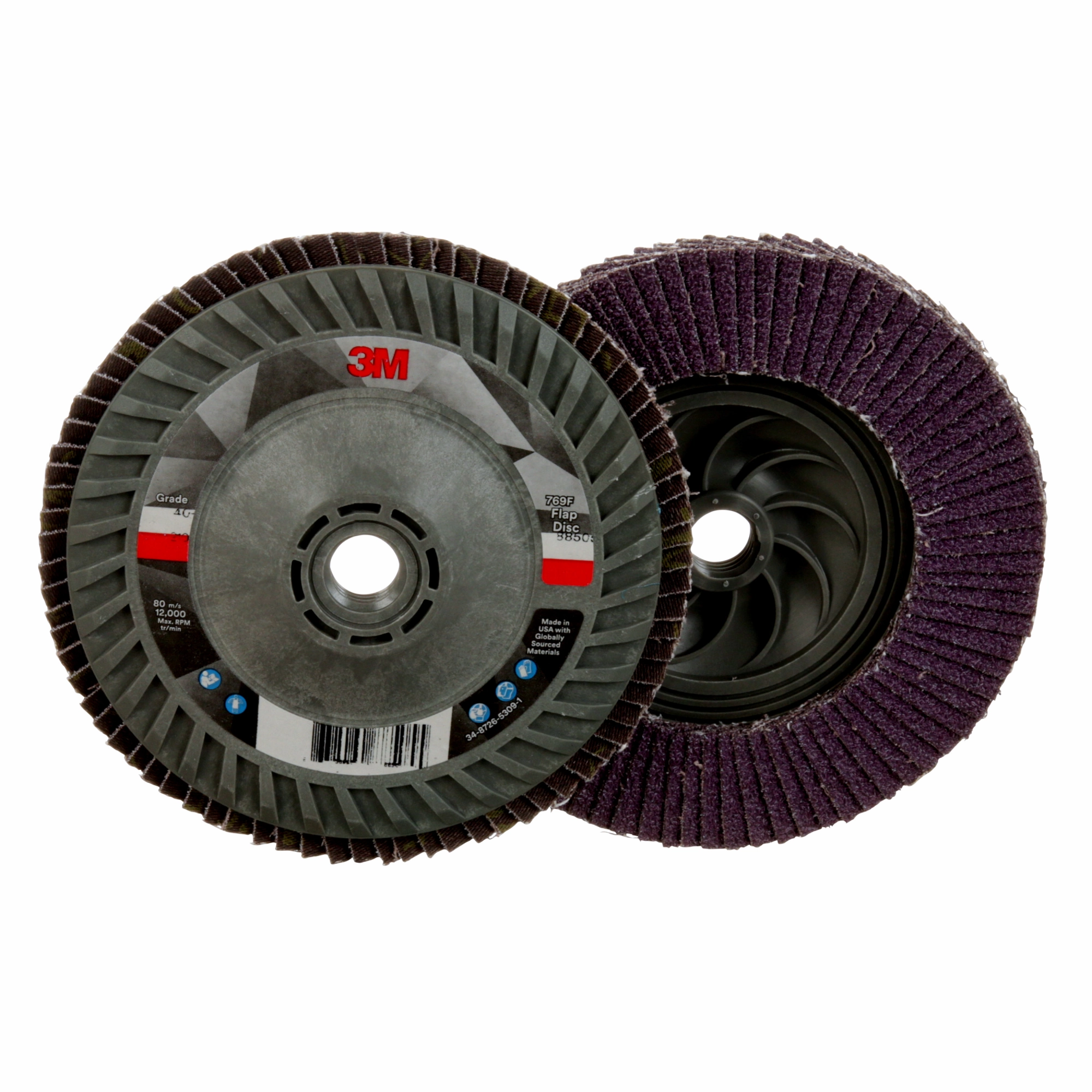 3M Flap Disc 769F, 40 , T27 Quick Change, 5 in x 5/8 in-11