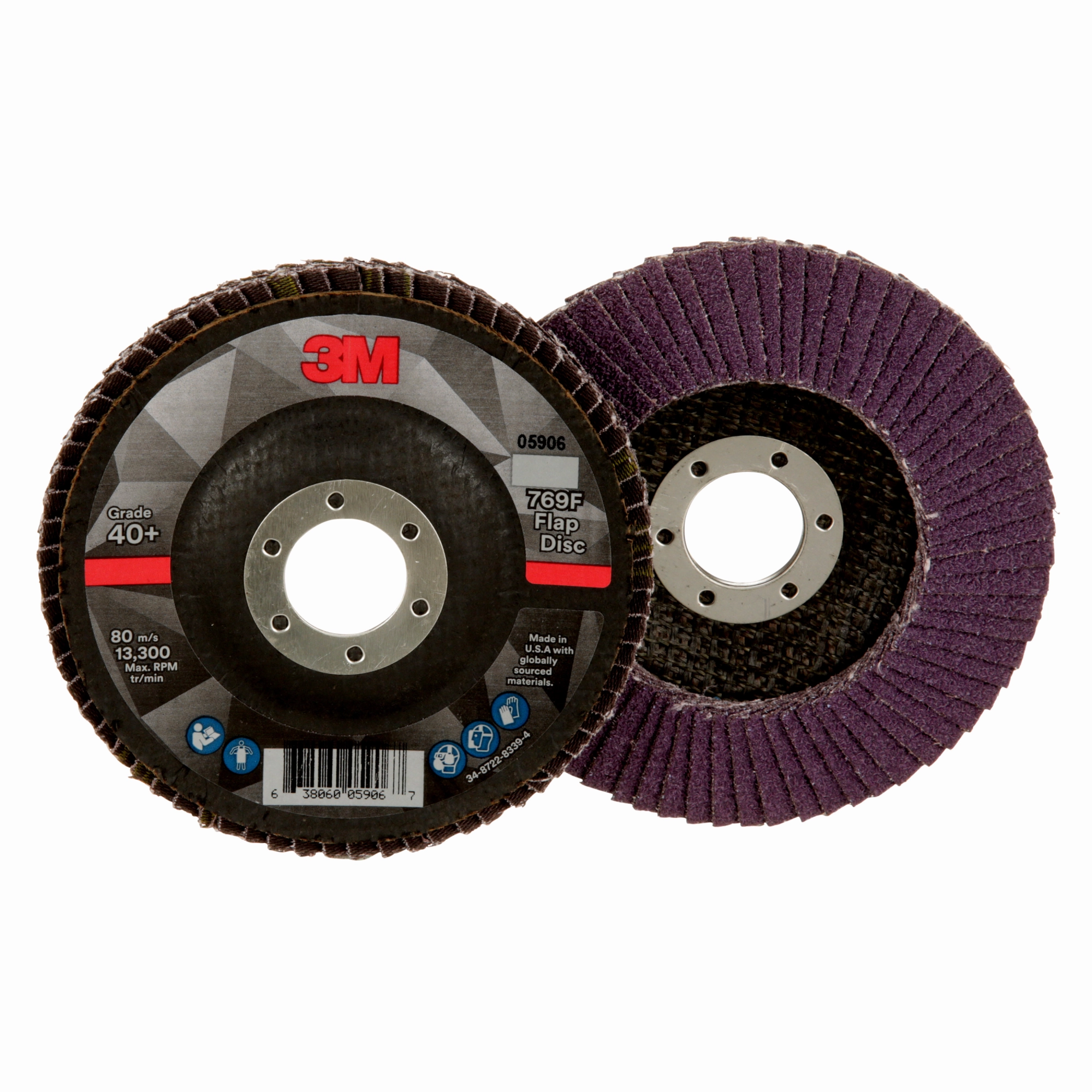 3M Flap Disc 769F, 40 , T29, 4-1/2 in x 7/8 in