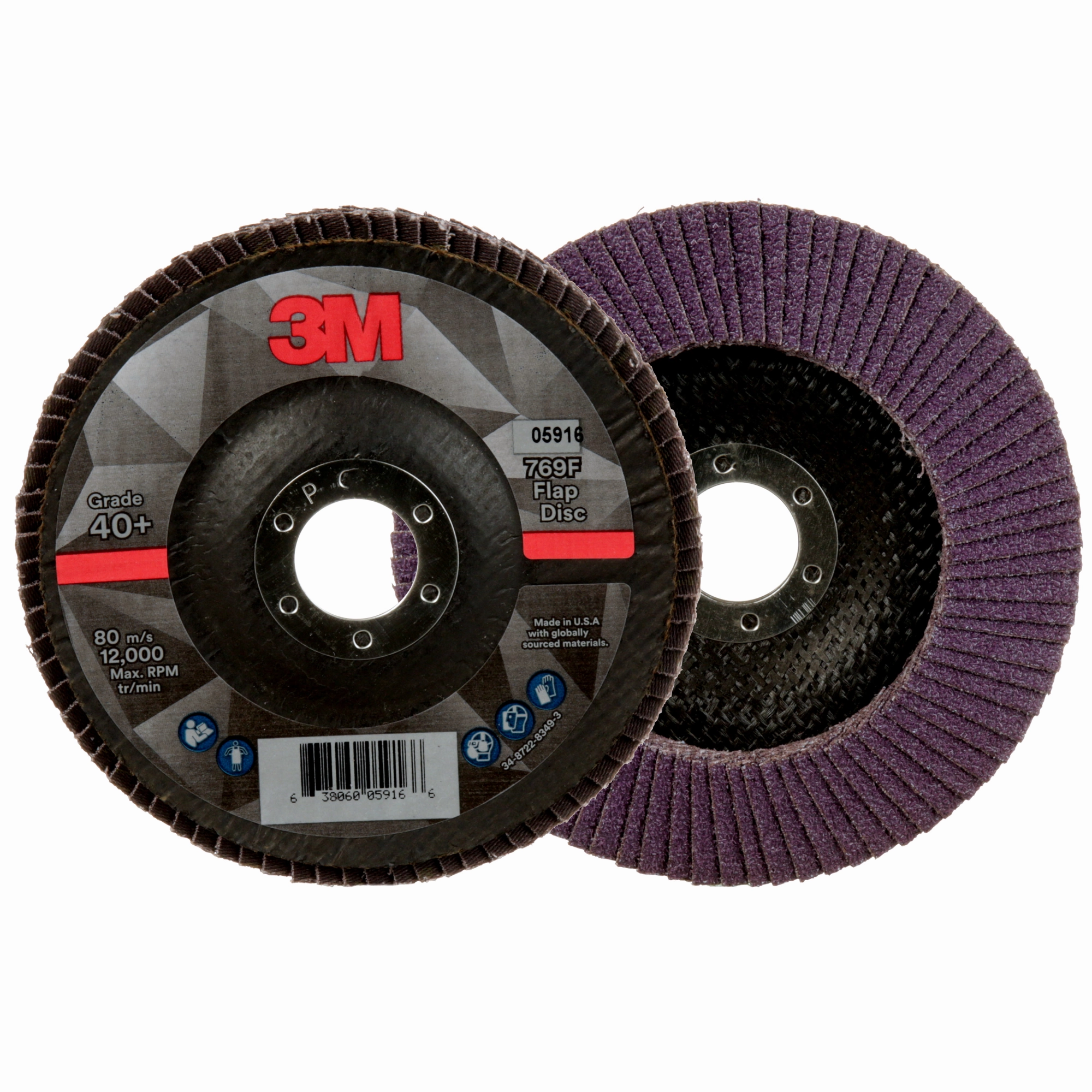 3M Flap Disc 769F, 40 , T29, 5 in x 7/8 in
