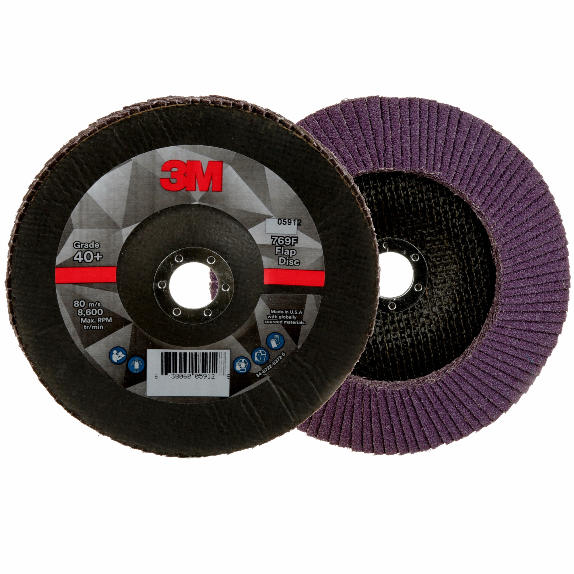 3M Flap Disc 769F, 40 , T29, 7 in x 7/8 in