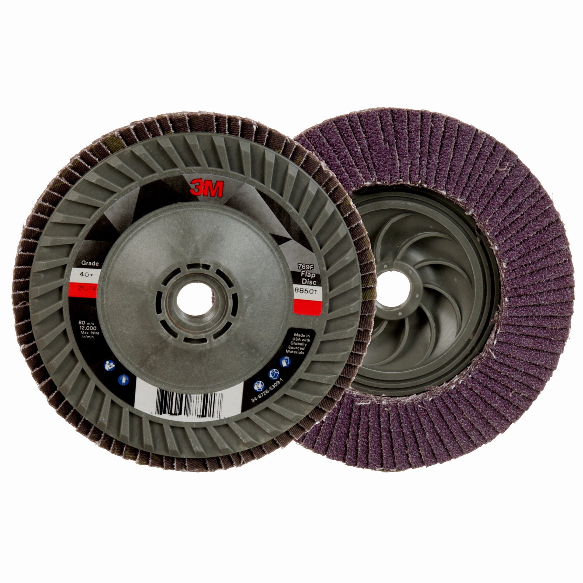 3M Flap Disc 769F, 40 , T29 Quick Change, 5 in x 5/8 in-11