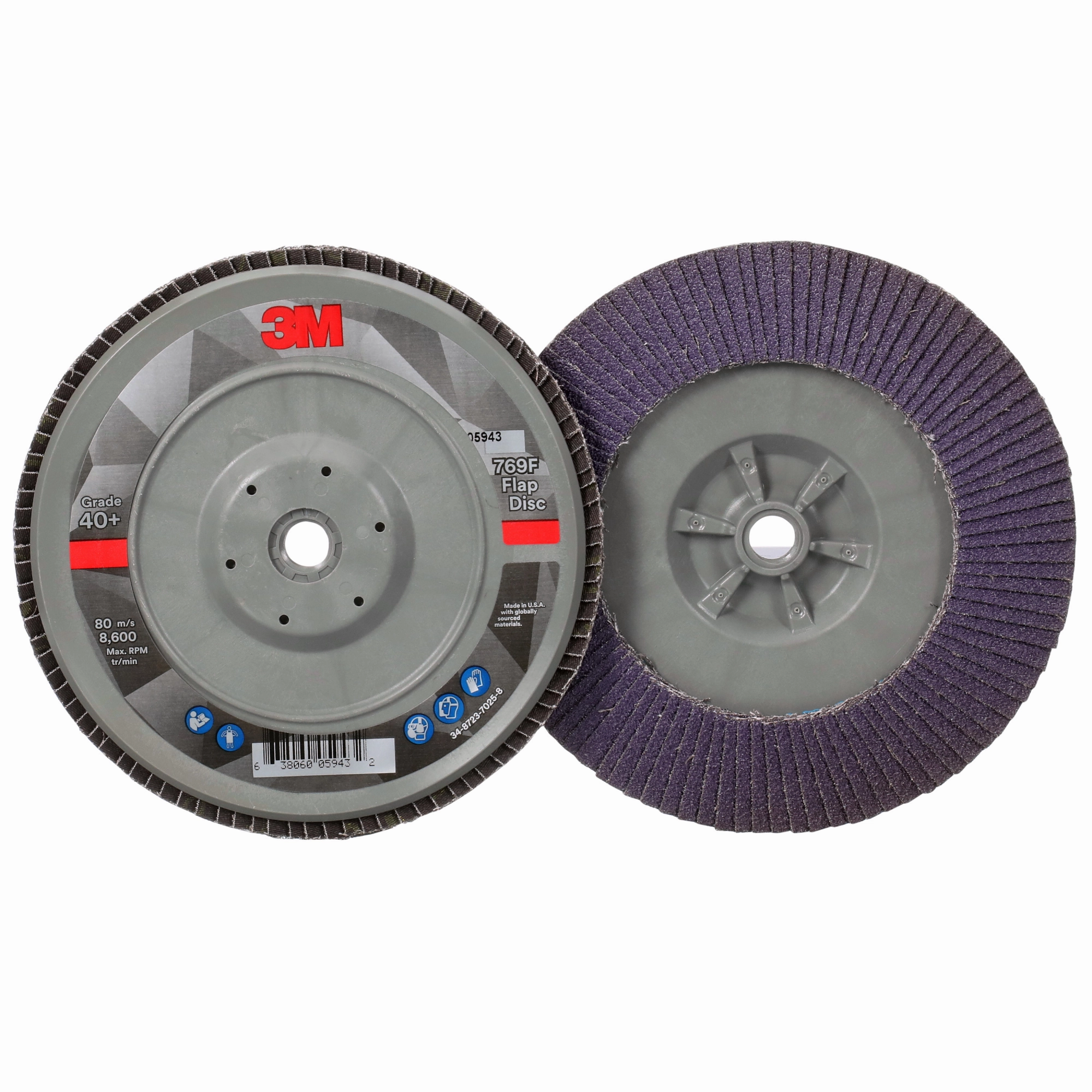 3M Flap Disc 769F, 40 , T29 Quick Change, 7 in x 5/8 in-11