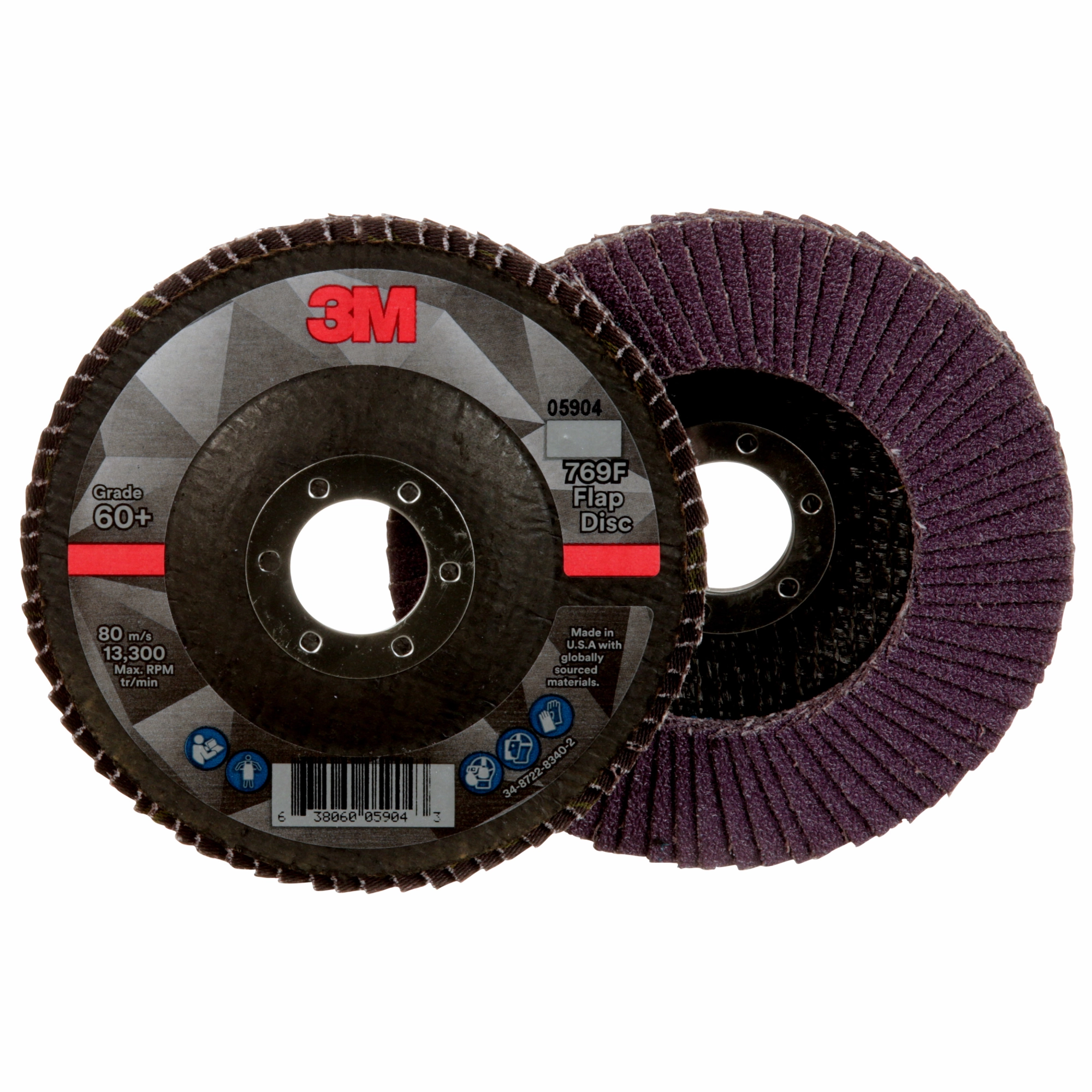 3M Flap Disc 769F, 60 , T27, 4-1/2 in x 7/8 in