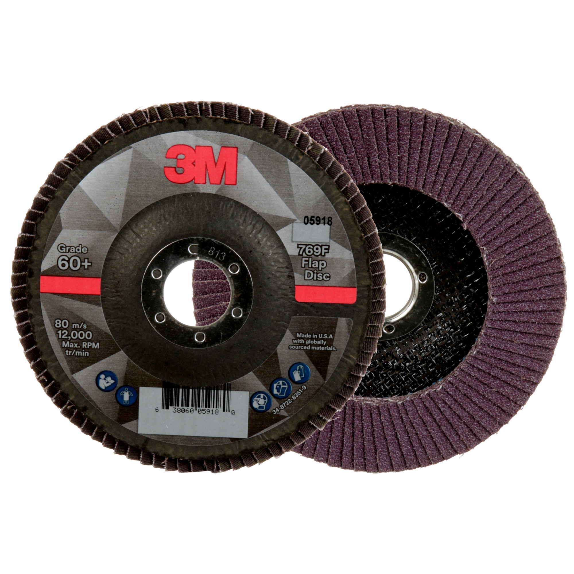 3M Flap Disc 769F, 60 , T27, 5 in x 7/8 in