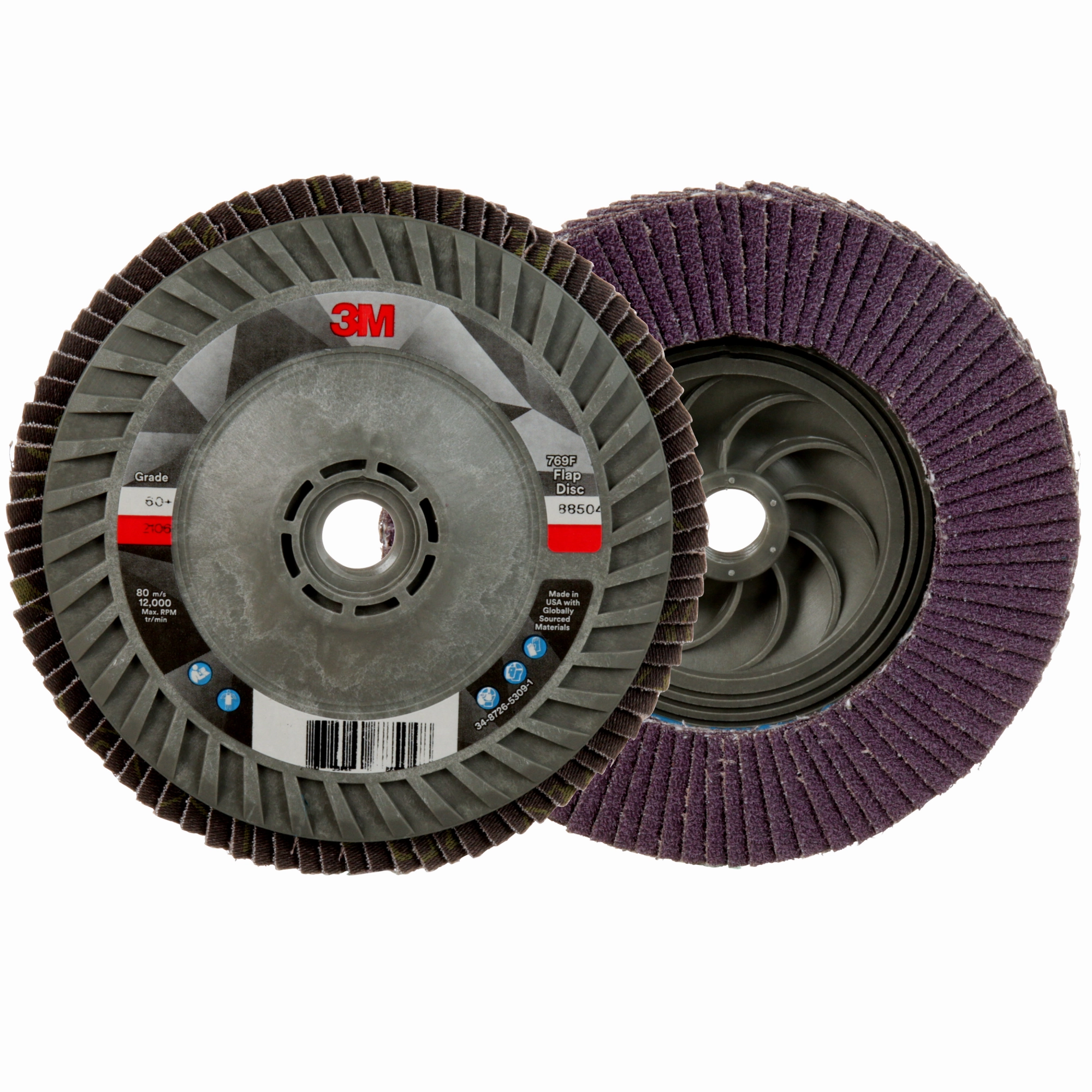 3M Flap Disc 769F, 60 , T27 Quick Change, 5 in x 5/8 in-11
