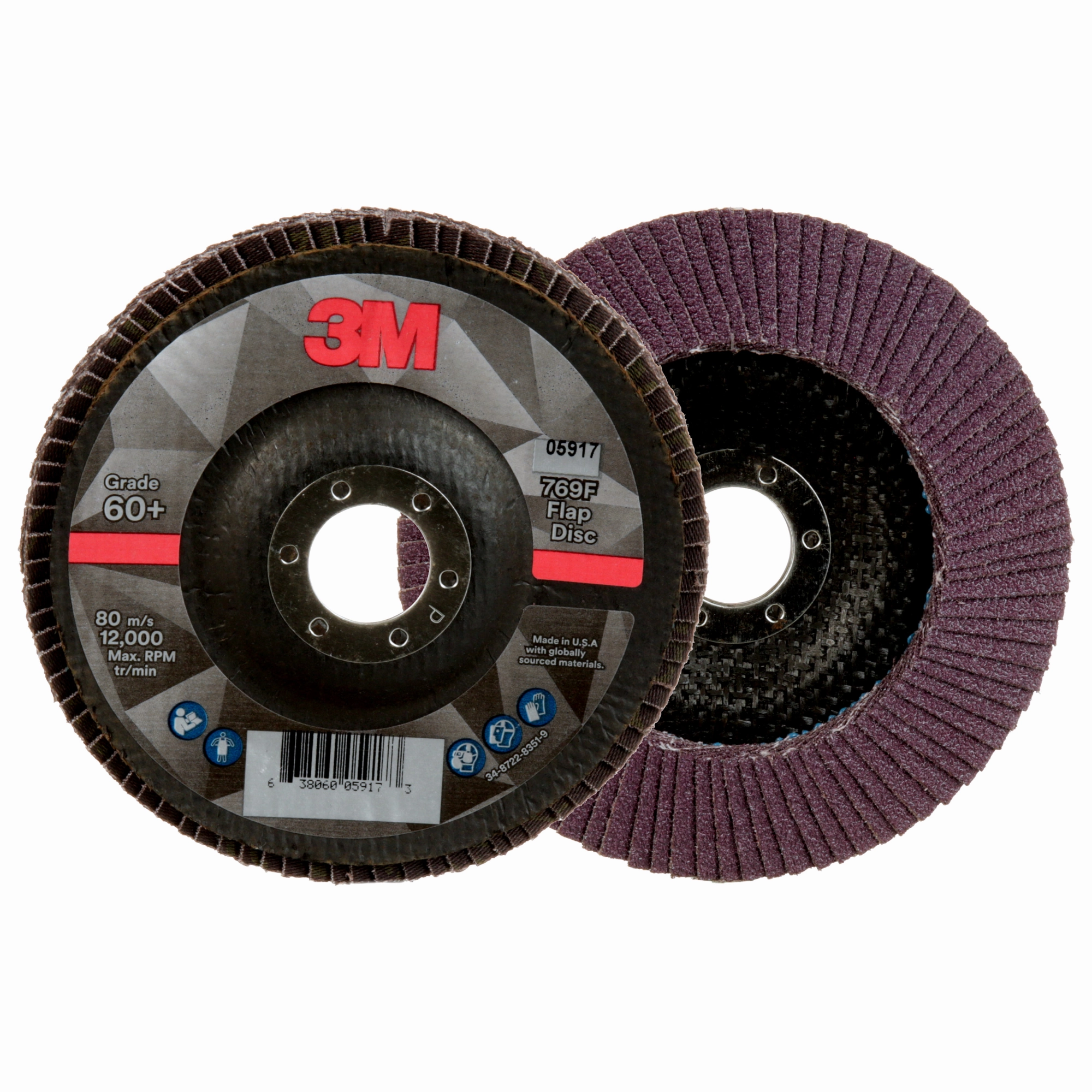 3M Flap Disc 769F, 60 , T29, 5 in x 7/8 in