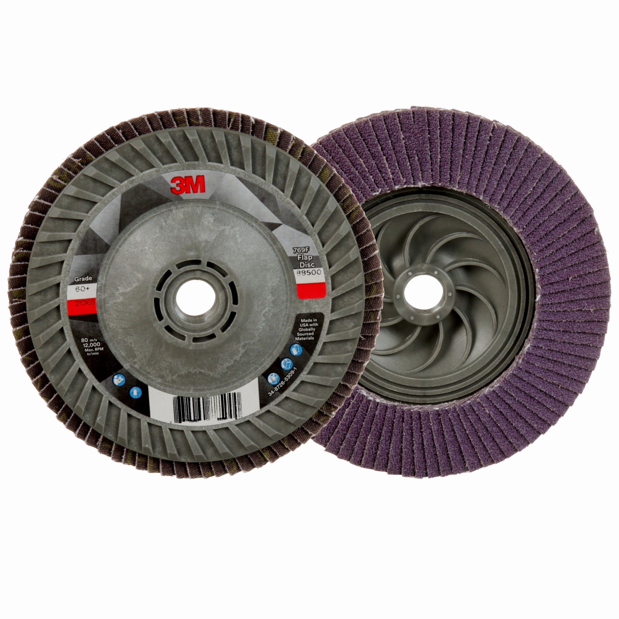 3M Flap Disc 769F, 60 , T29 Quick Change, 5 in x 5/8 in-11