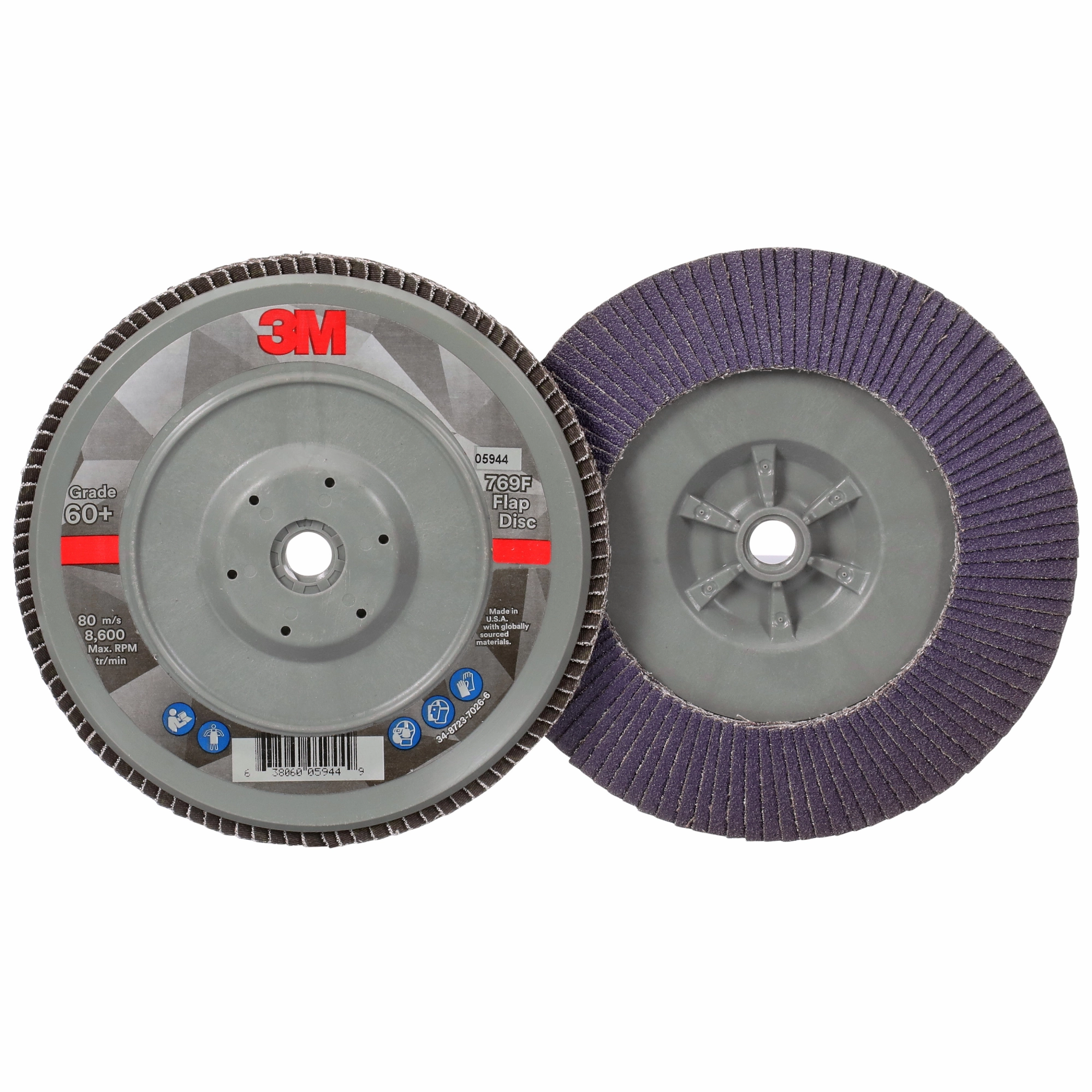 3M Flap Disc 769F, 60 , T29 Quick Change, 7 in x 5/8 in-11