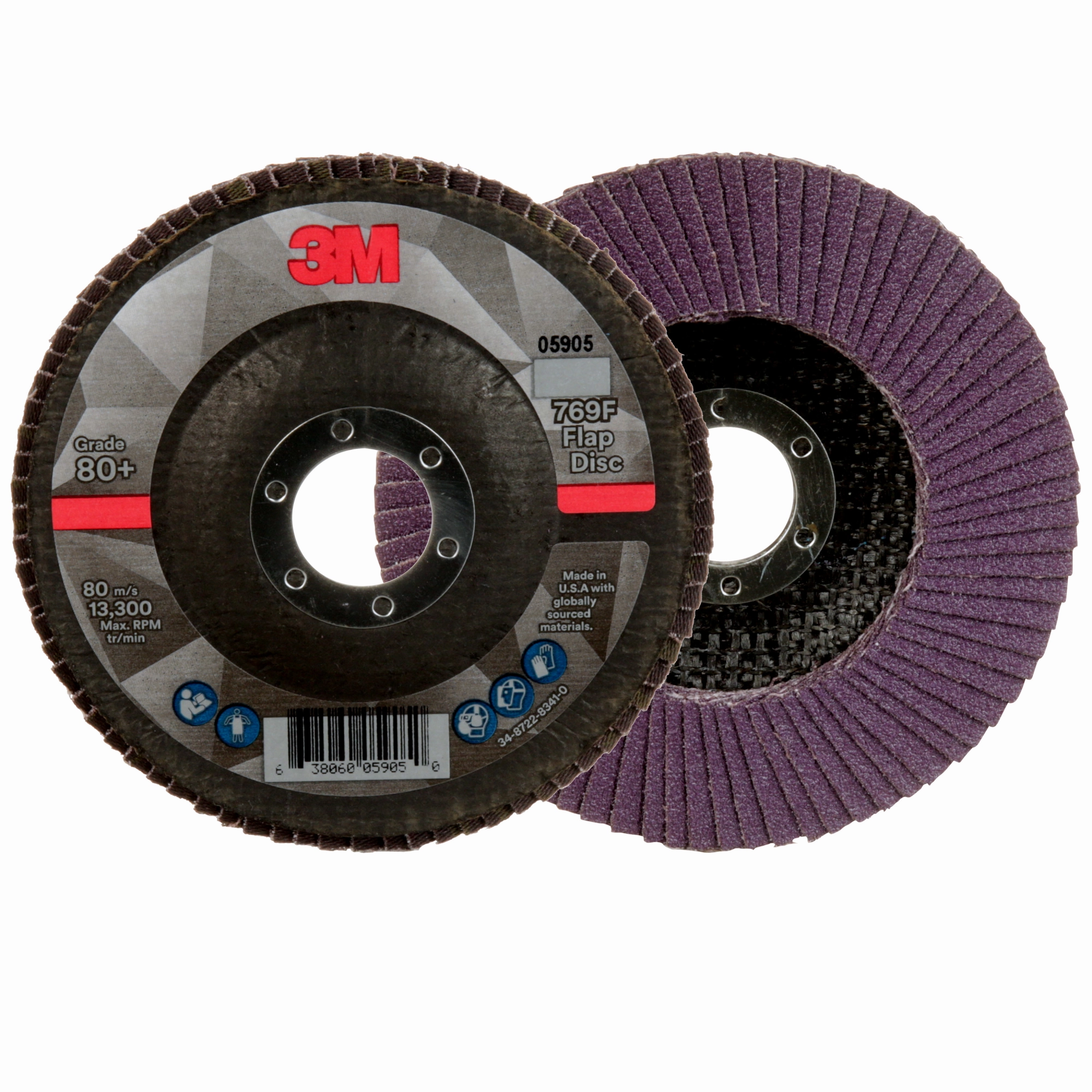 3M Flap Disc 769F, 80 , T27, 4-1/2 in x 7/8 in