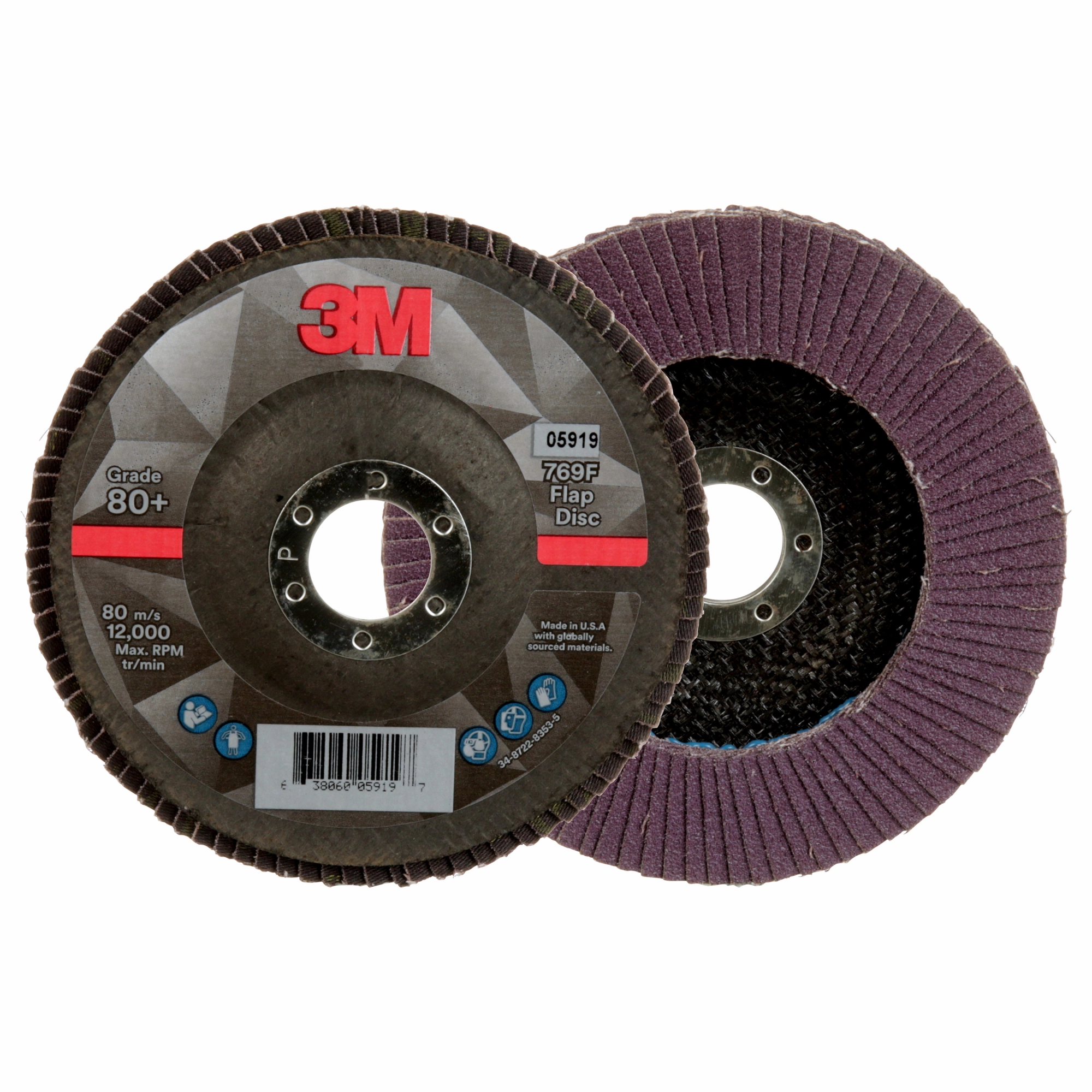 3M Flap Disc 769F, 80 , T27, 5 in x 7/8 in