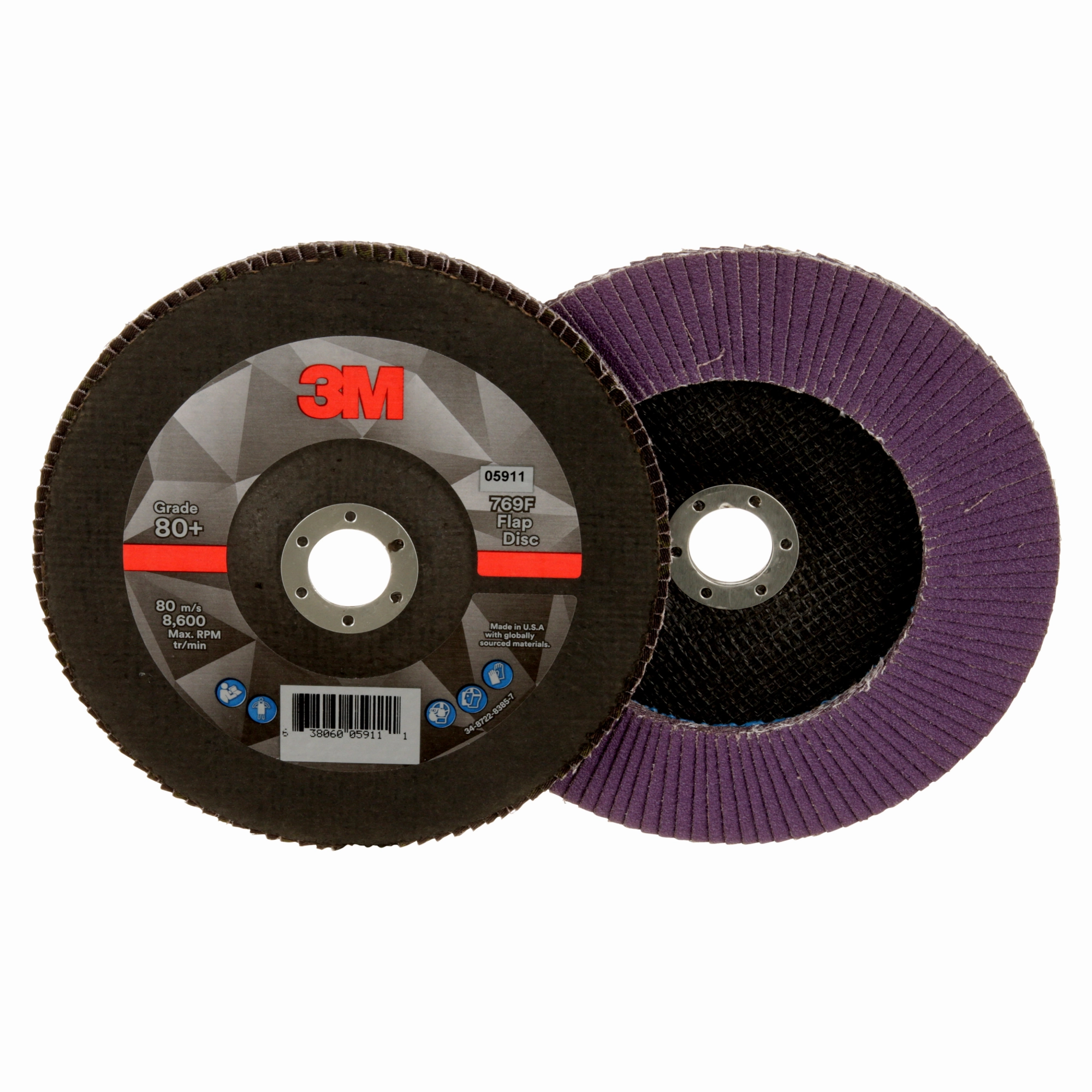 3M Flap Disc 769F, 80 , T27, 7 in x 7/8 in