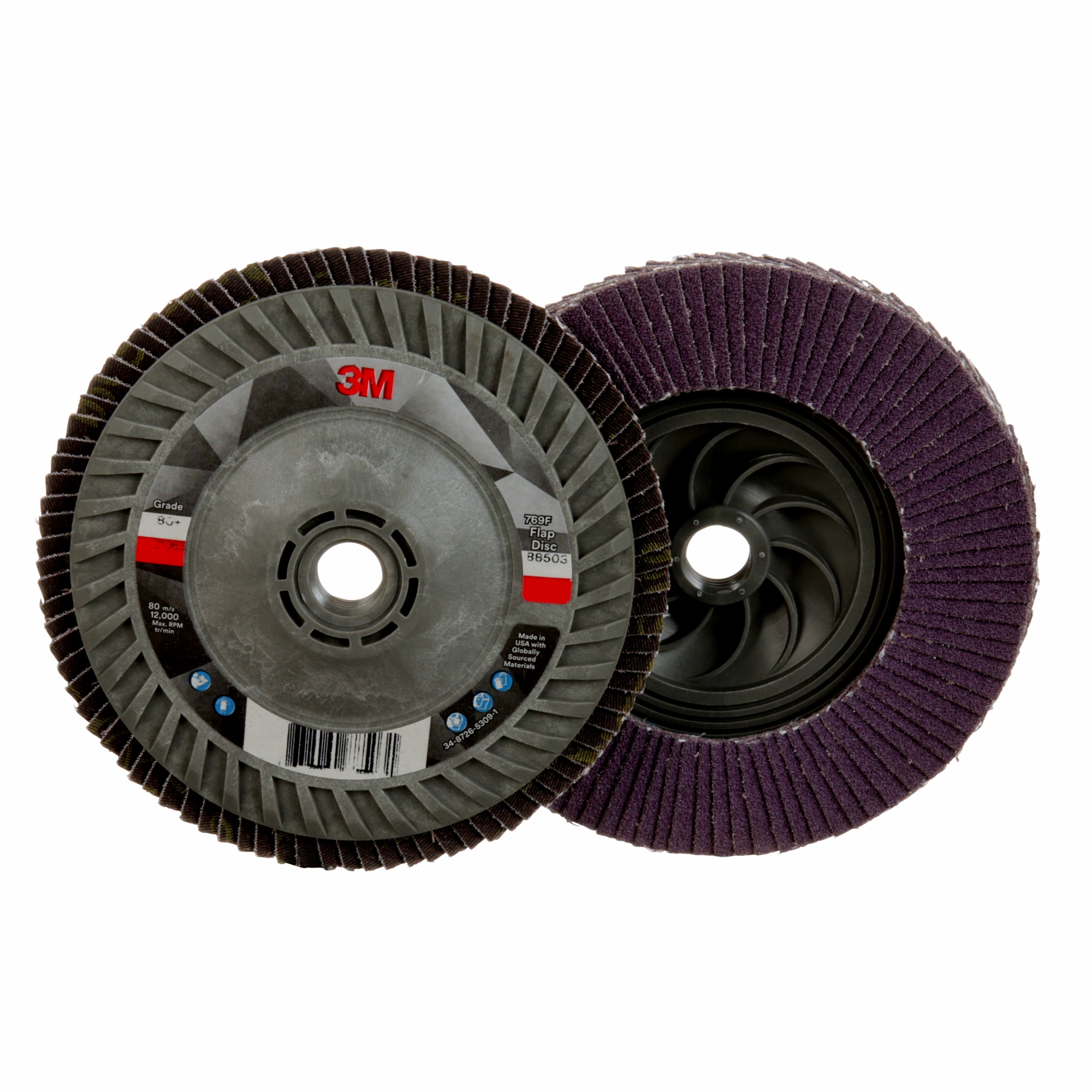 3M Flap Disc 769F, 80 , T27 Quick Change, 5 in x 5/8 in-11