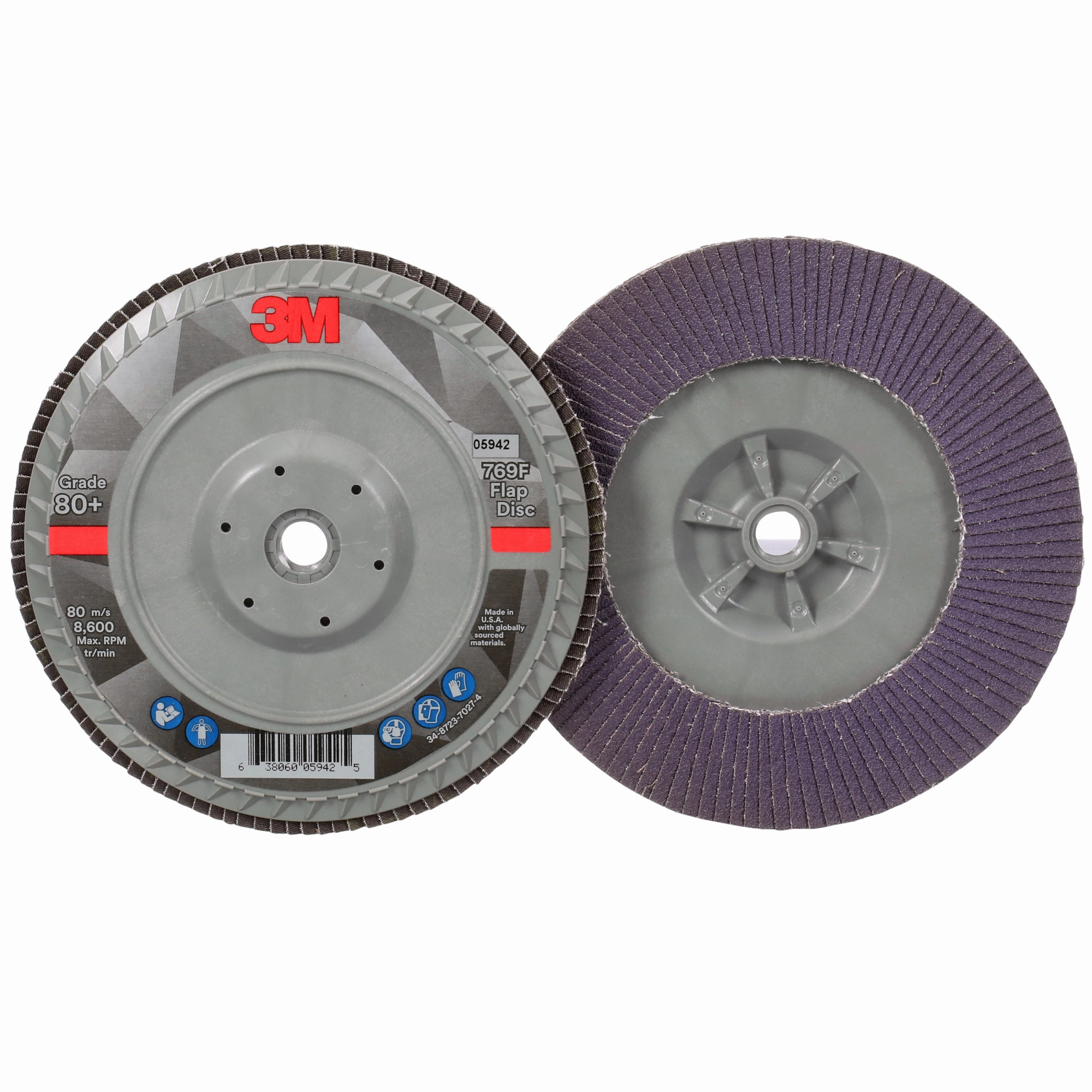 3M Flap Disc 769F, 80 , T27 Quick Change, 7 in x 5/8 in-11