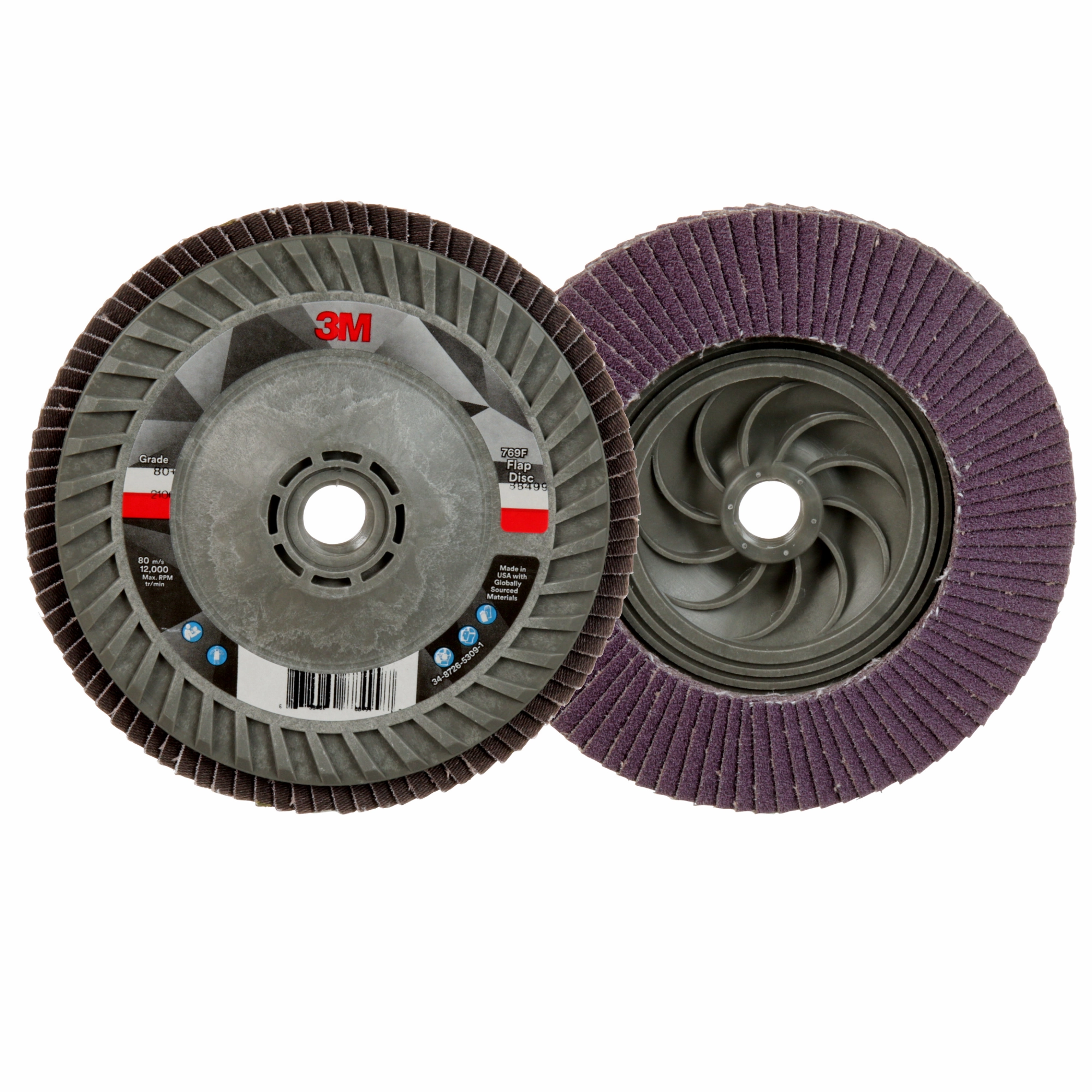 3M Flap Disc 769F, 80 , T29 Quick Change, 5 in x 5/8 in-11