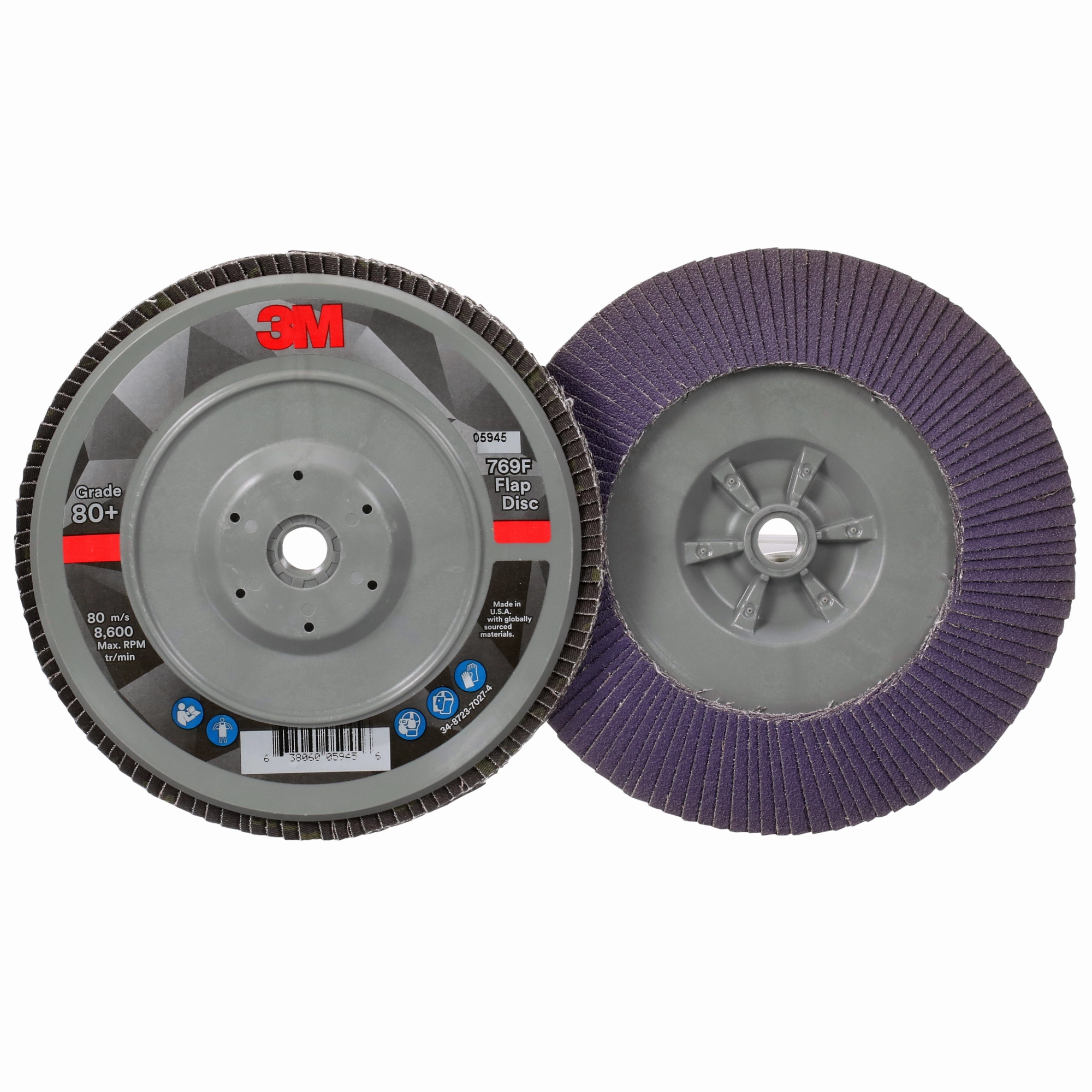 3M Flap Disc 769F, 80 , T29 Quick Change, 7 in x 5/8 in-11