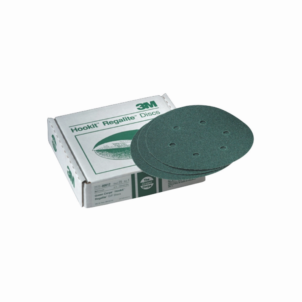 3M Green Corps Hookit Disc Dust Free, 00616, 6 in, 36 grade, 25 discsper carton