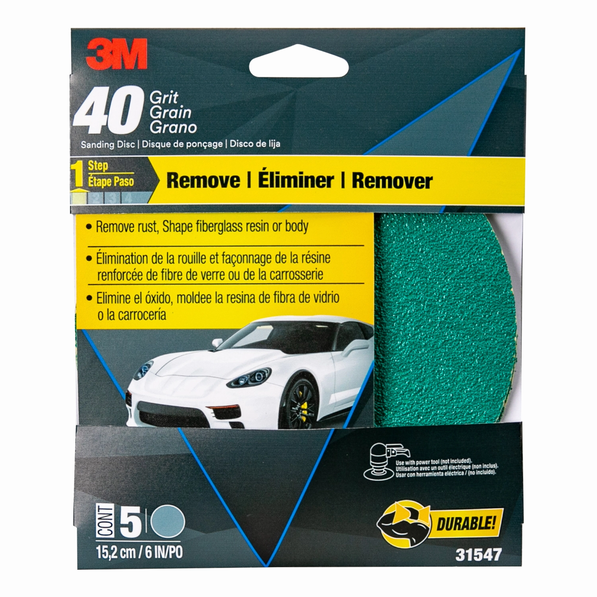 3M Green Corps Sanding Disc with Stikit Attachment, 31547, 6 in, 40Grit