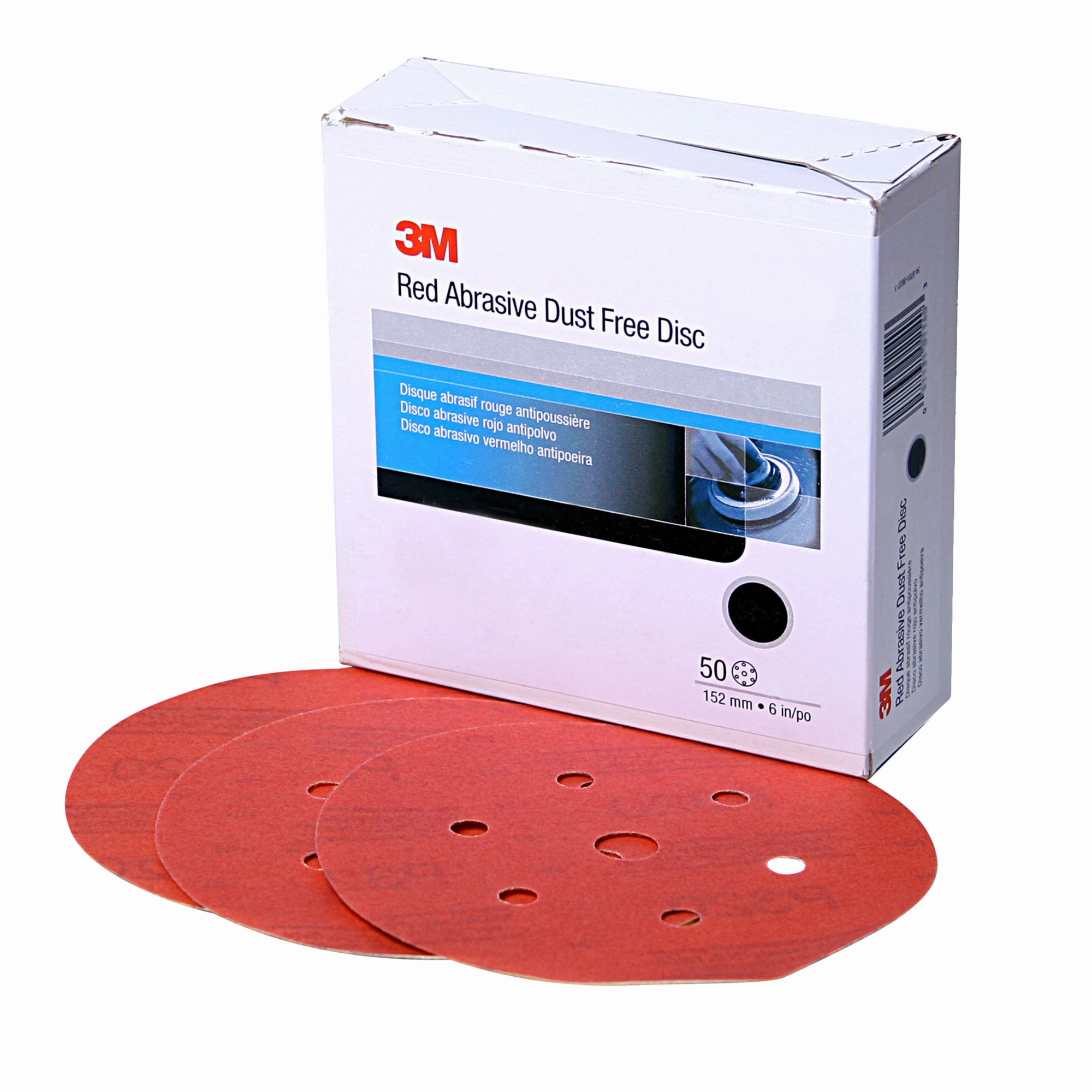 3M Hookit Red Abrasive Disc Dust Free, 01148, 6 in, 40, 25 discs percarton