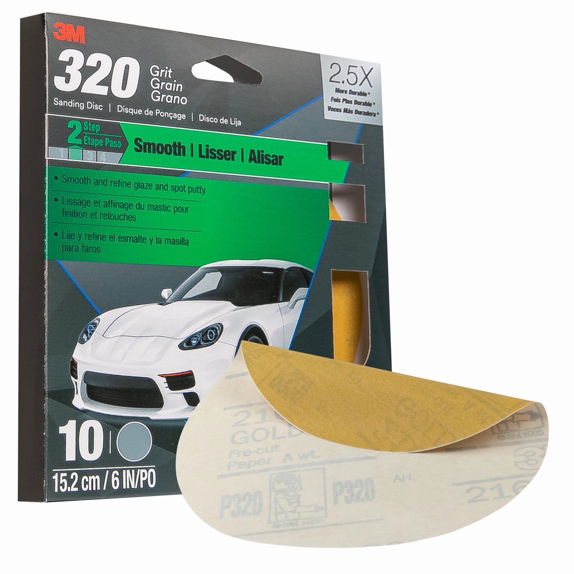 3M Sanding Discs with Stikit Attachment 10 Pack, 31446, 6 in, 320grit