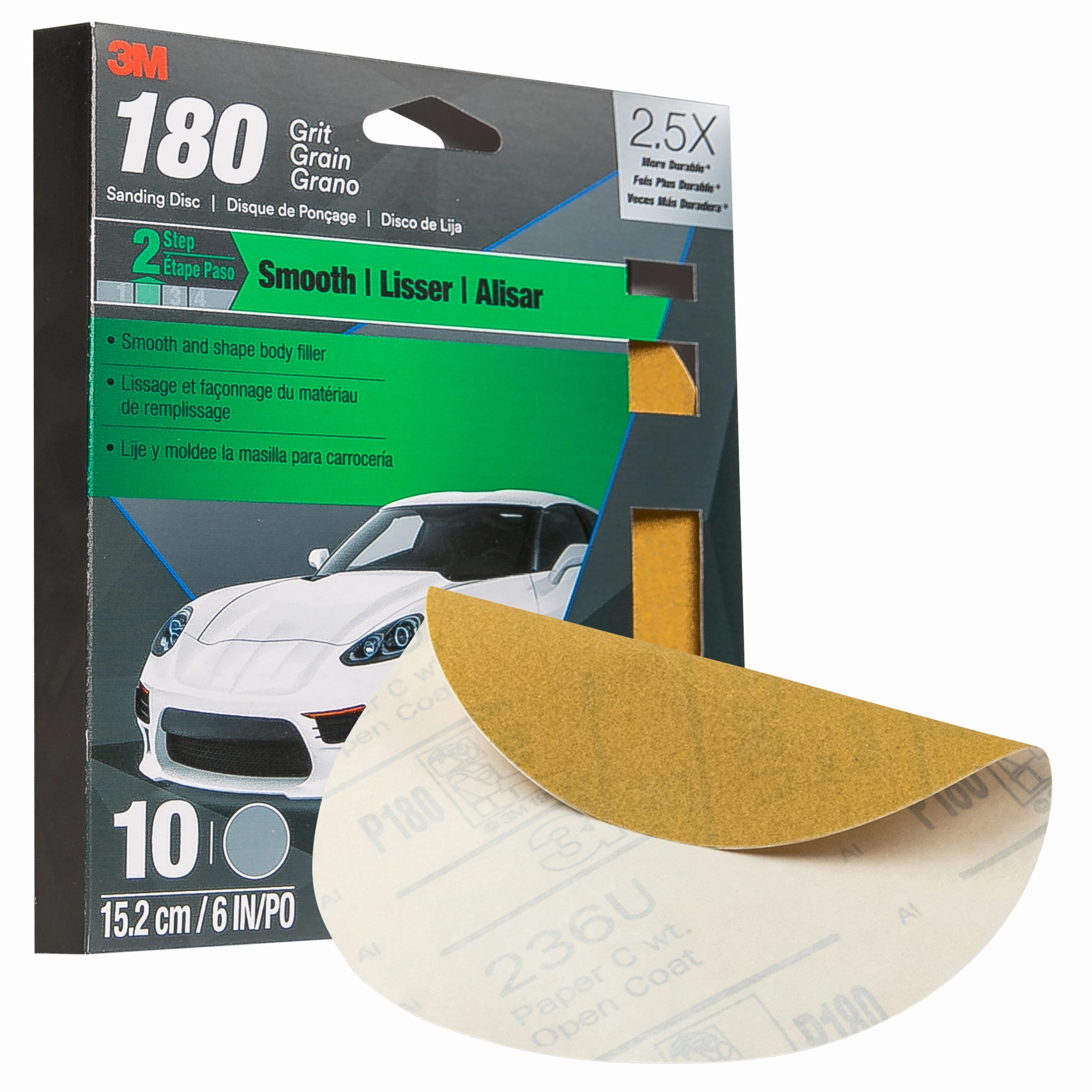 3M Sanding Discs with Stikit Attachment 10 Pack, 31448, 6 in, 180grit