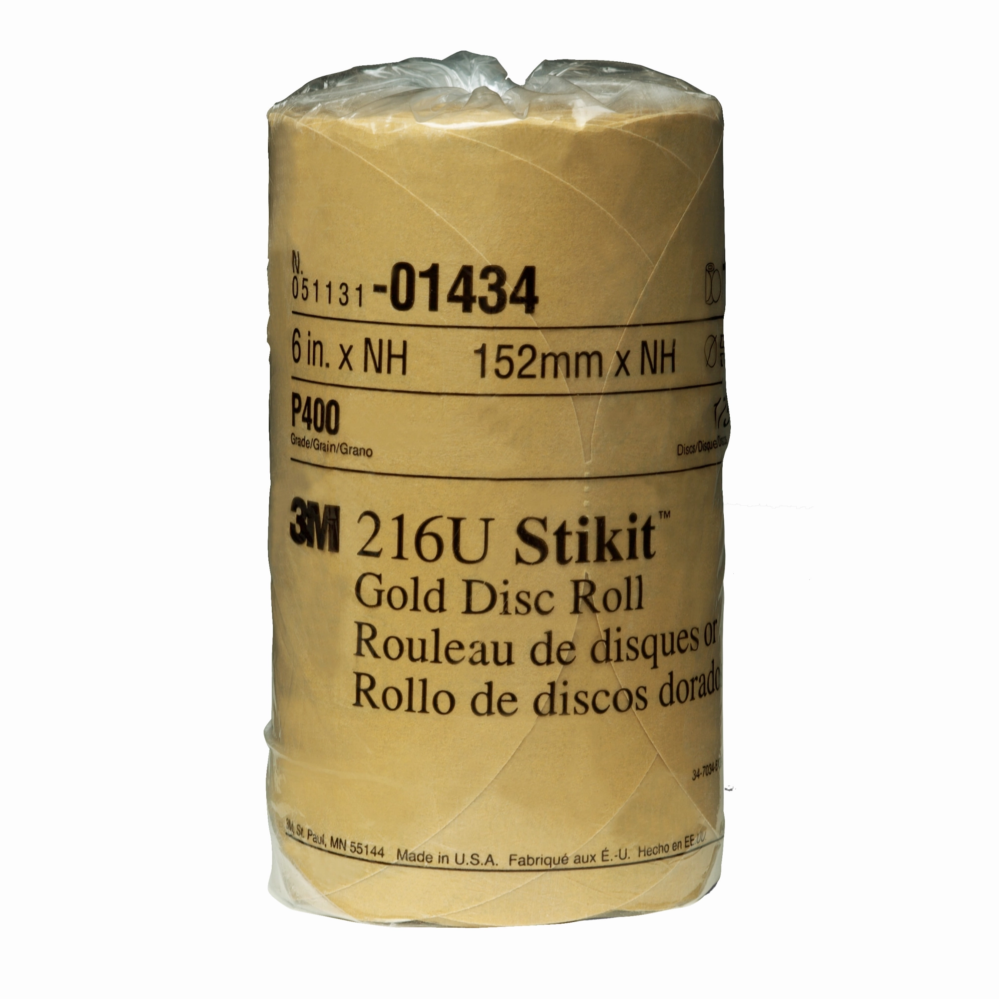 3M Stikit Gold Disc Roll, 01434, 6 in, P400, 175 discs per roll
