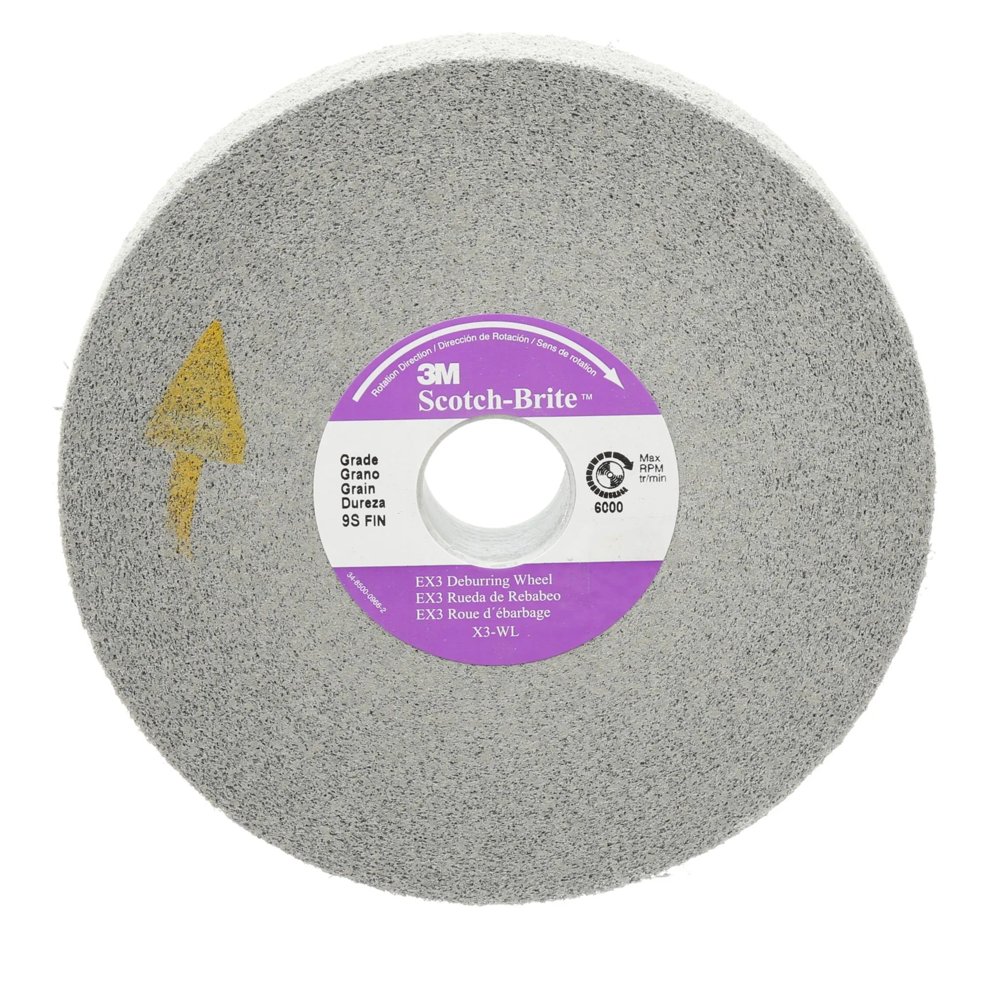 Scotch-Brite EX3 Deburring Wheel, X3-WL, 8A Medium, 12 in x 1 in x 5 in
