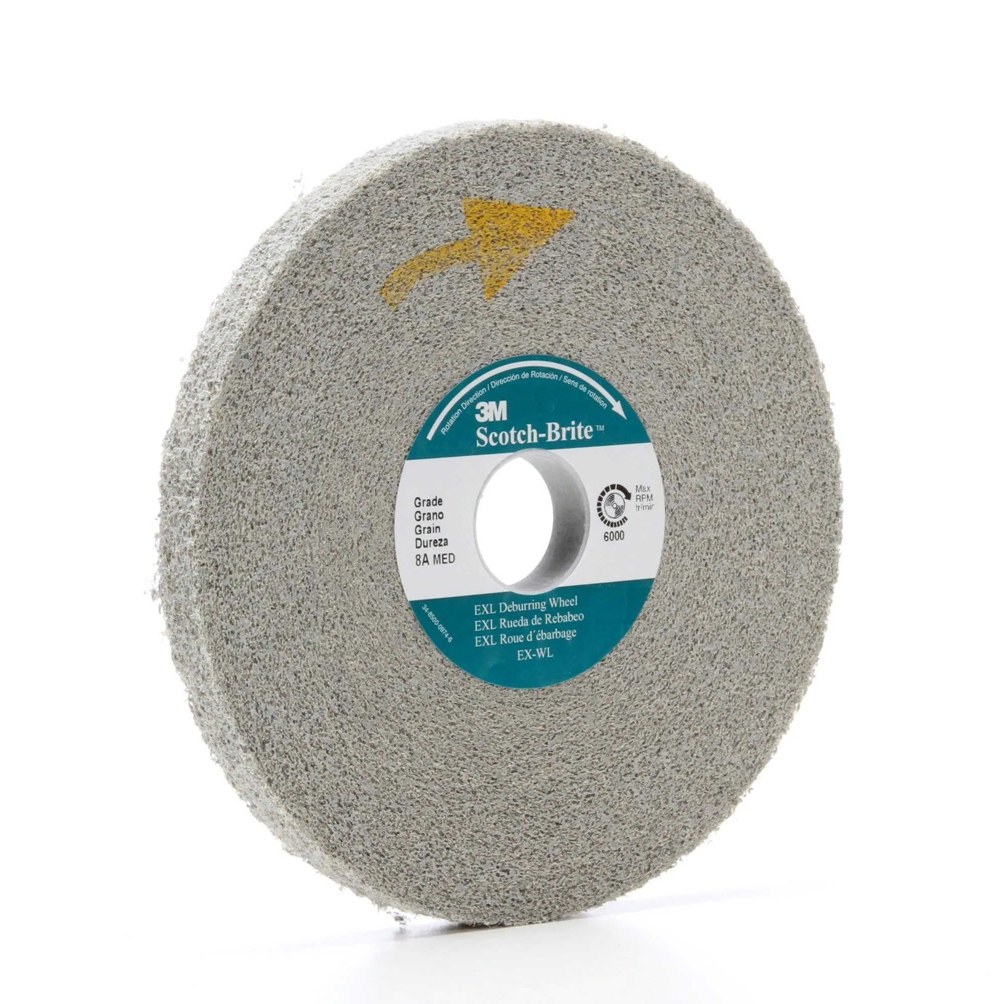 Scotch-Brite EXL Deburring Wheel, XL-WL, 8S Fine, 4 in x 1-13/16 in x 1in