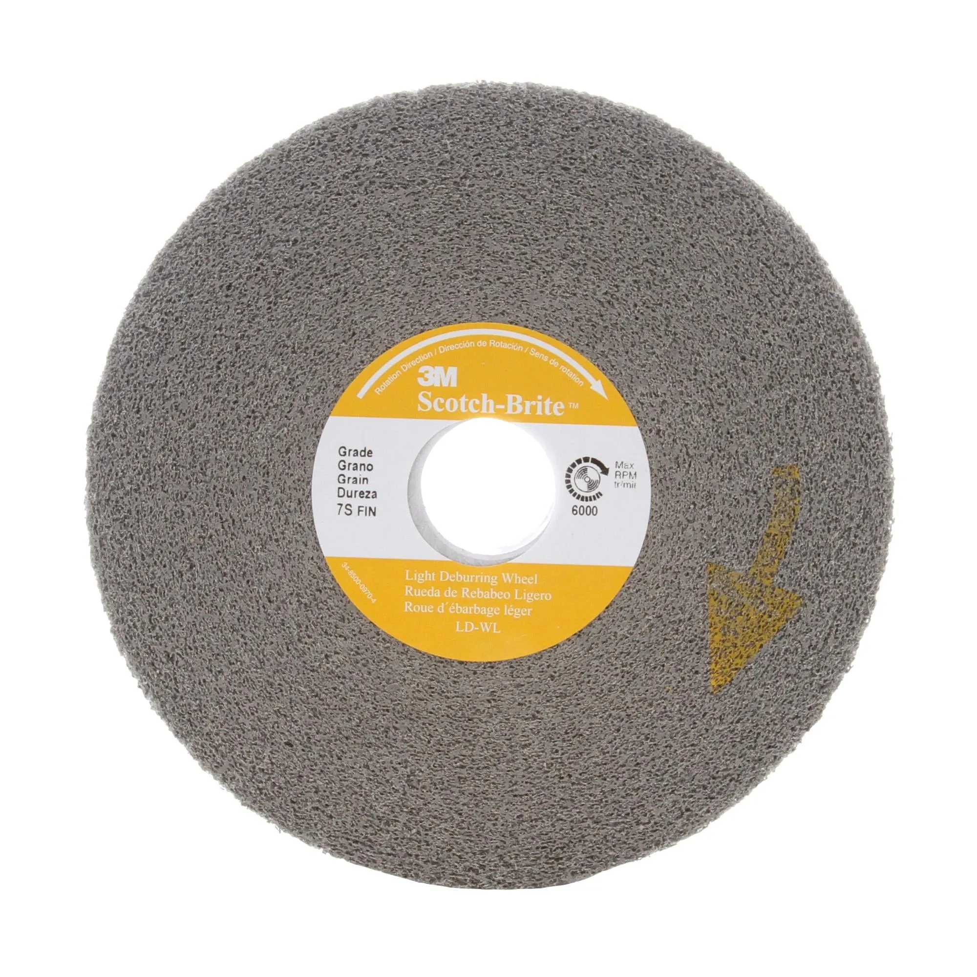 Scotch-Brite Light Deburring Wheel, LD-WL, 8S Fine, 12 in x 1/2 in x 5in