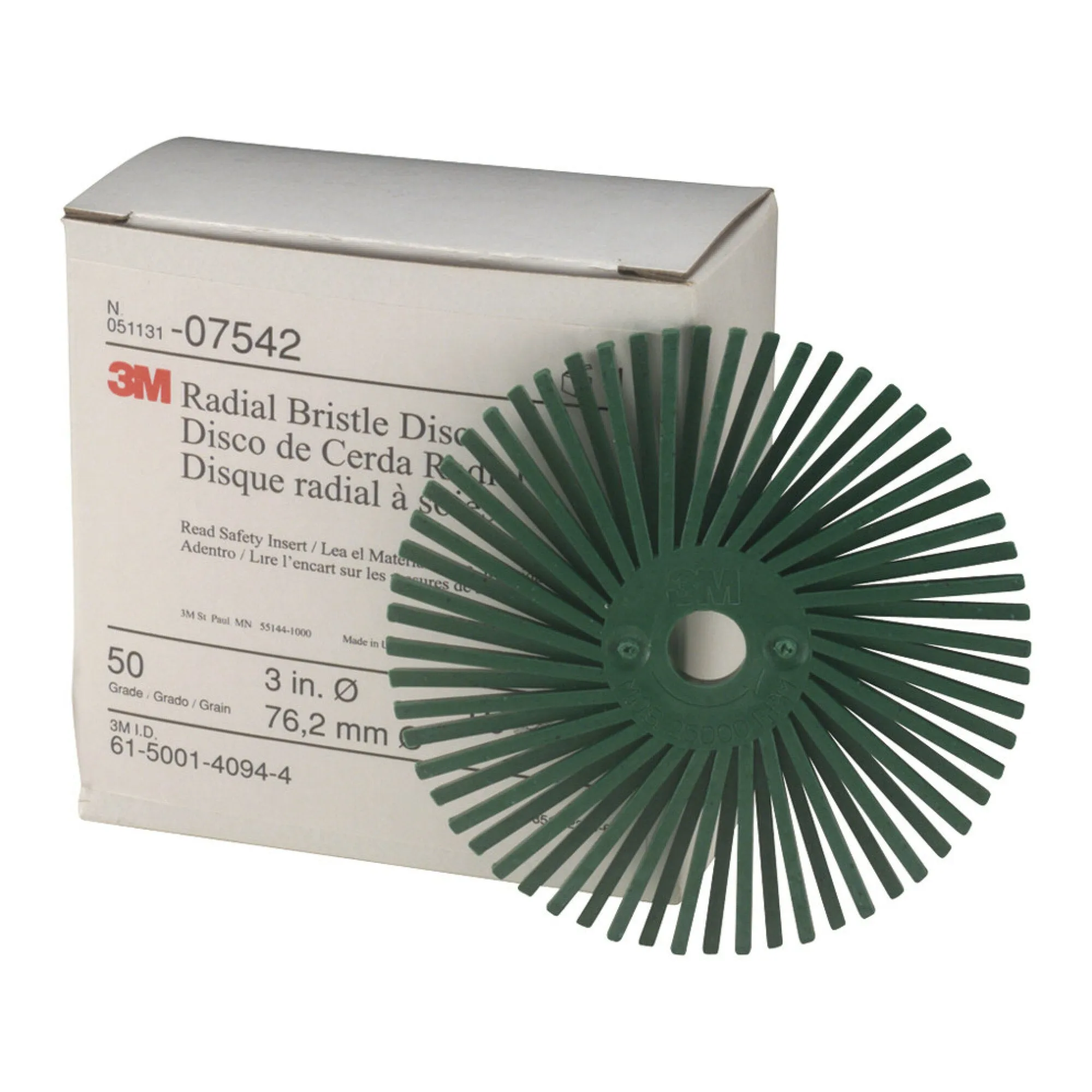 Scotch-Brite Radial Bristle Disc, 3 in x 3/8 in 50