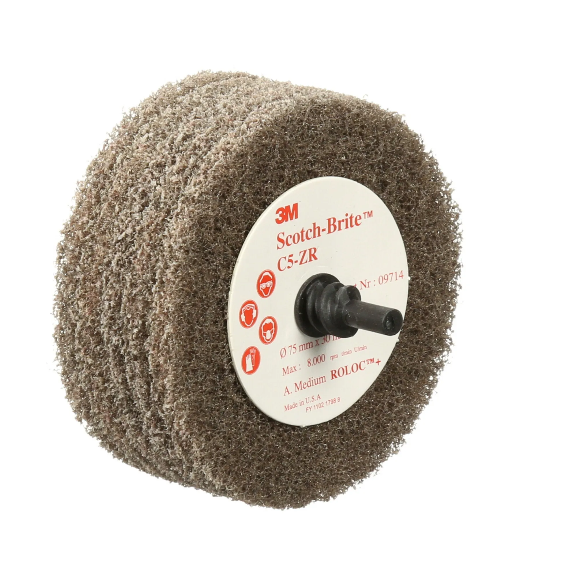 Scotch-Brite Roloc  Cut and Polish Flap Brush, 3 in x 1-3/8 in, A MED