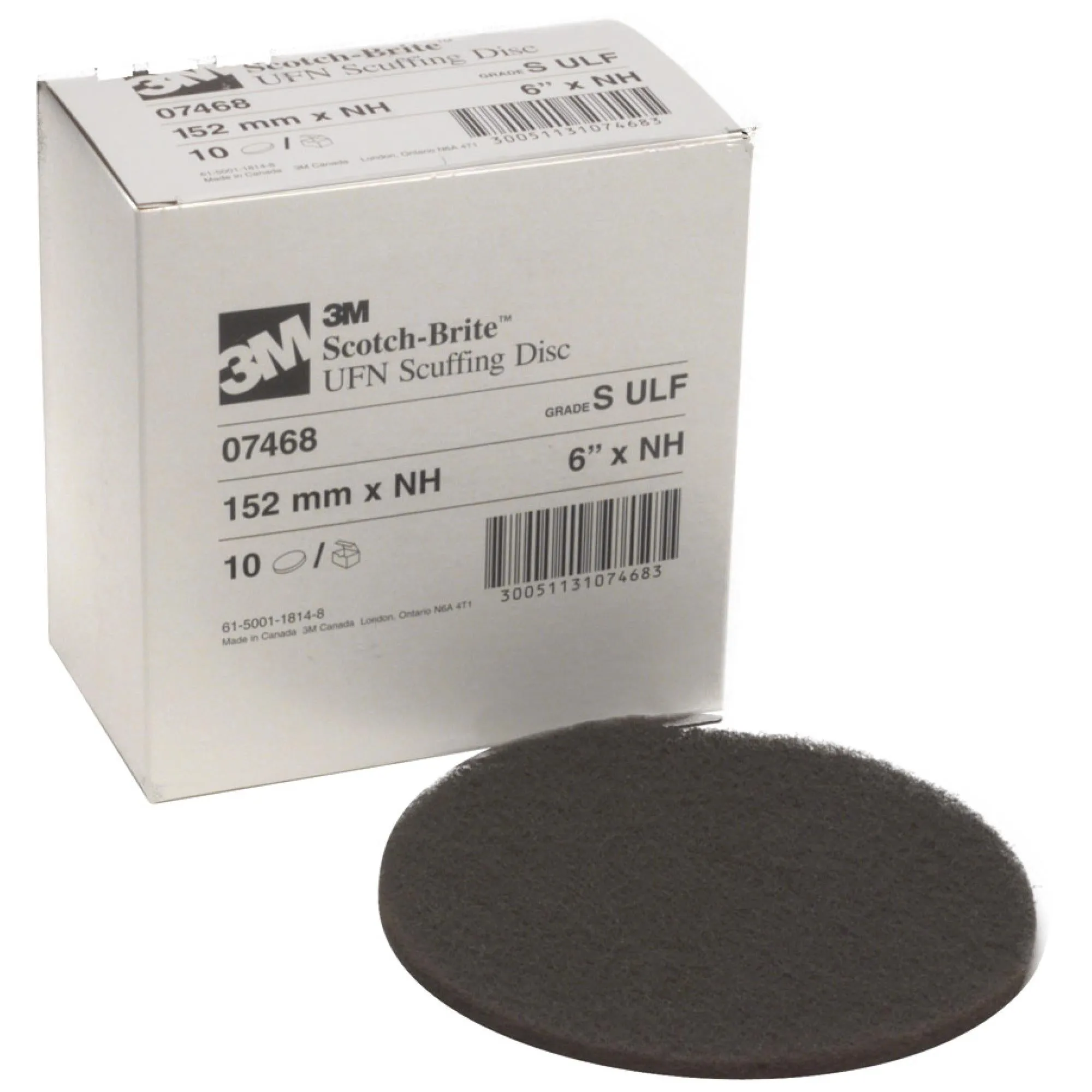 Scotch-Brite Scuffing Disc, 07468, SiC Ultra Fine, 6 in x NH,10/Carton