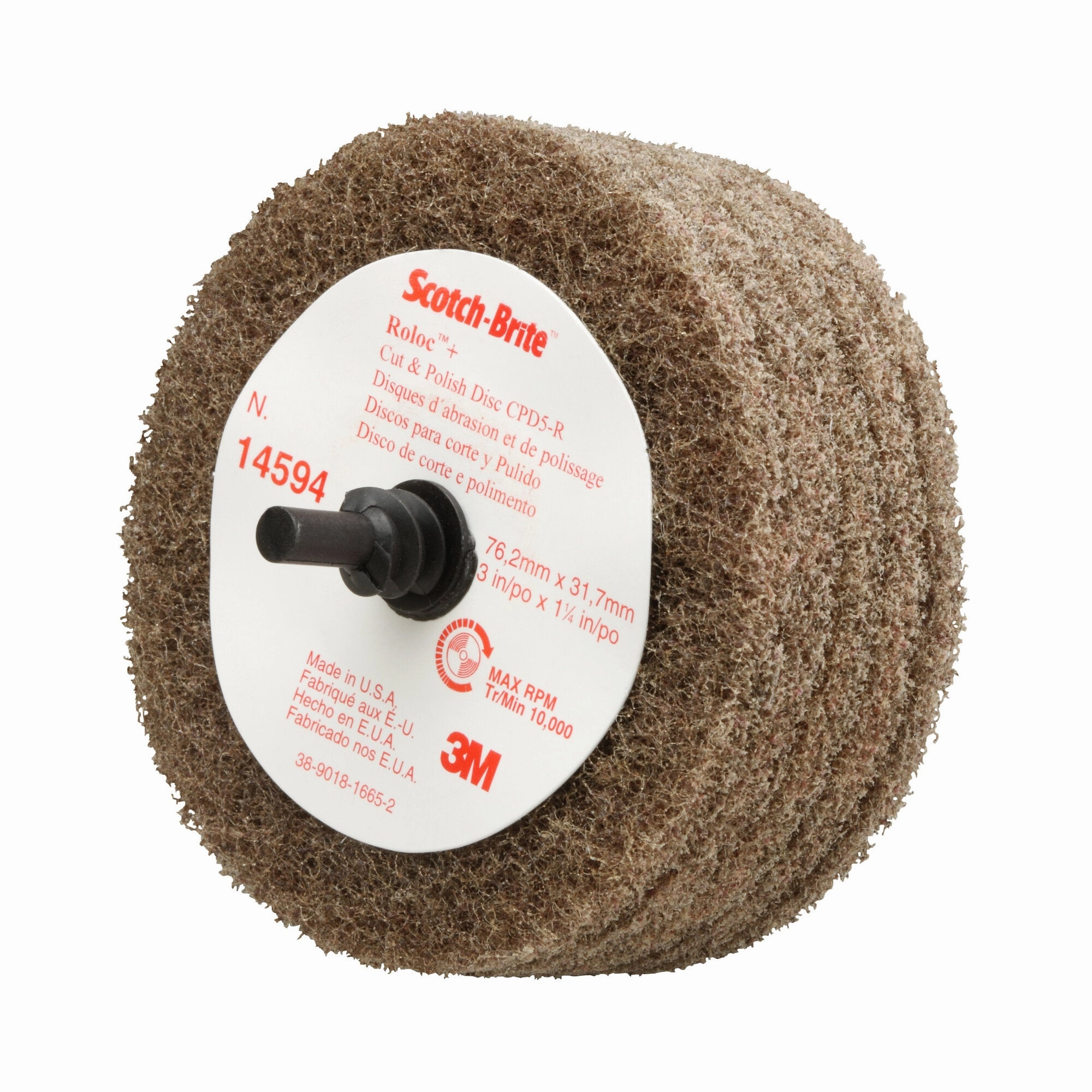Scotch-Brite Roloc  Cut and Polish Disc D5, C5-ZR, A/O Medium, 3 in x1-1/4 in